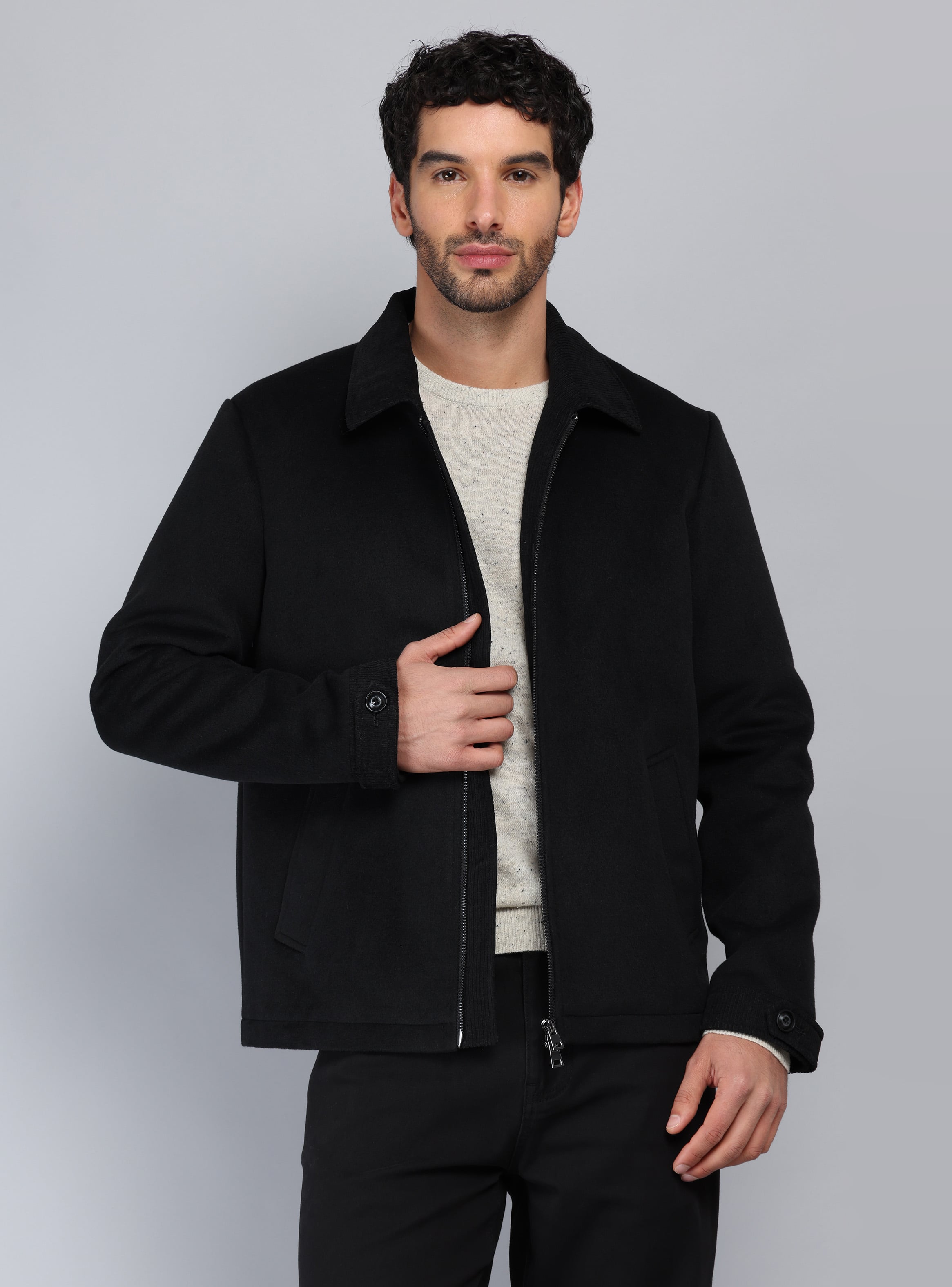 CHAQUETA RECTA REGULAR FIT NEGRO PIERO BUTTI - 1