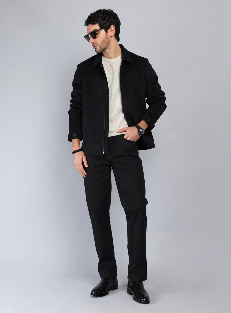 CHAQUETA RECTA REGULAR FIT NEGRO PIERO BUTTI - 4