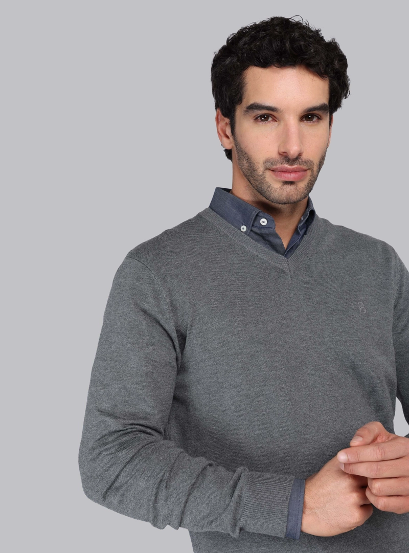 SWEATER LISO CUELLO V PIERO BUTTI - 3