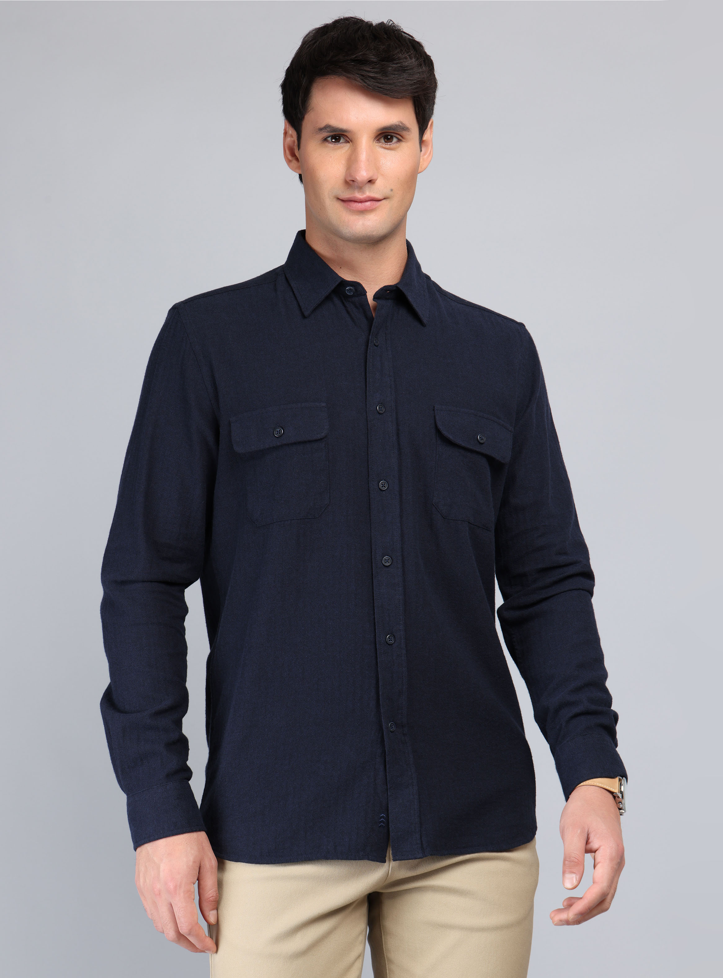 CAMISA TEXTURADA REGULAR FIT AZUL MARINO ARROW - 1