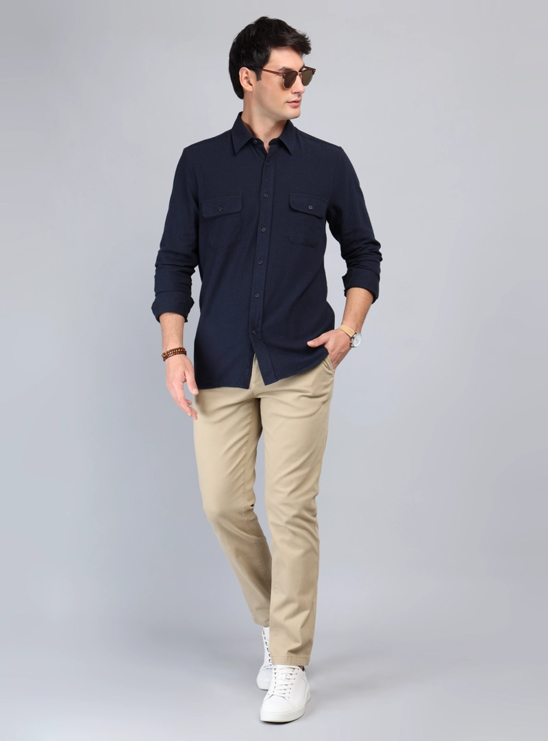 CAMISA TEXTURADA REGULAR FIT AZUL MARINO ARROW - 4