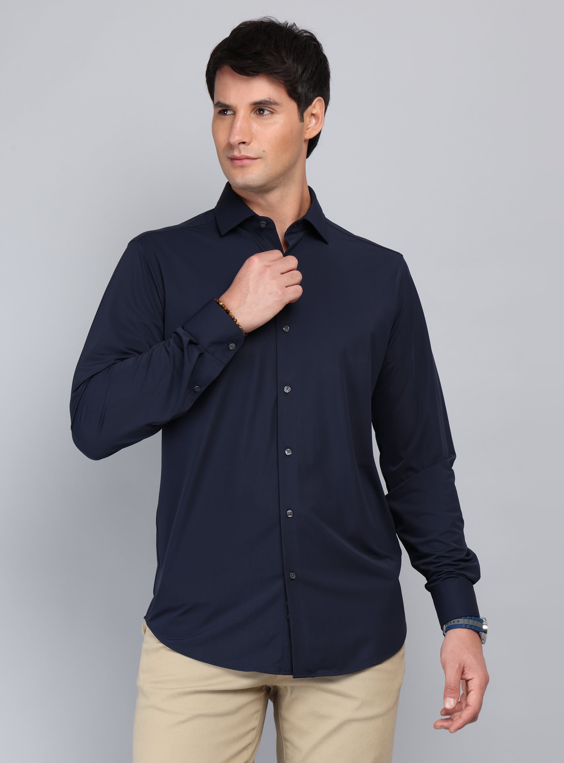 CAMISA ULTRA SPANDEX REGULAR FIT AZUL MARINO ARROW - 1