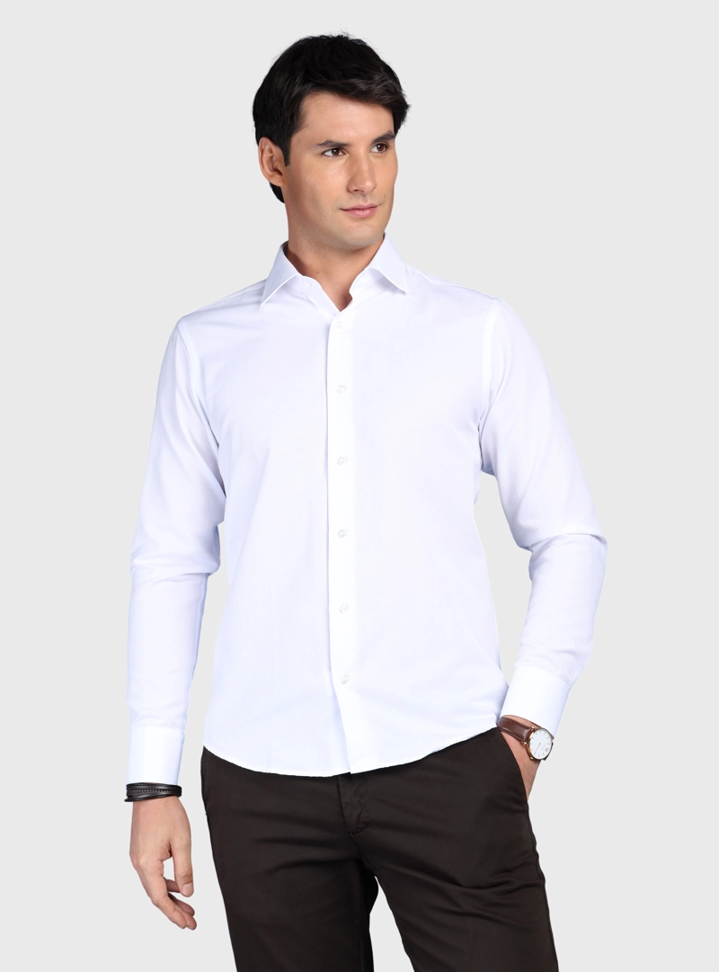 CAMISA LISA SLIM FIT BLANCO ARROW - 1