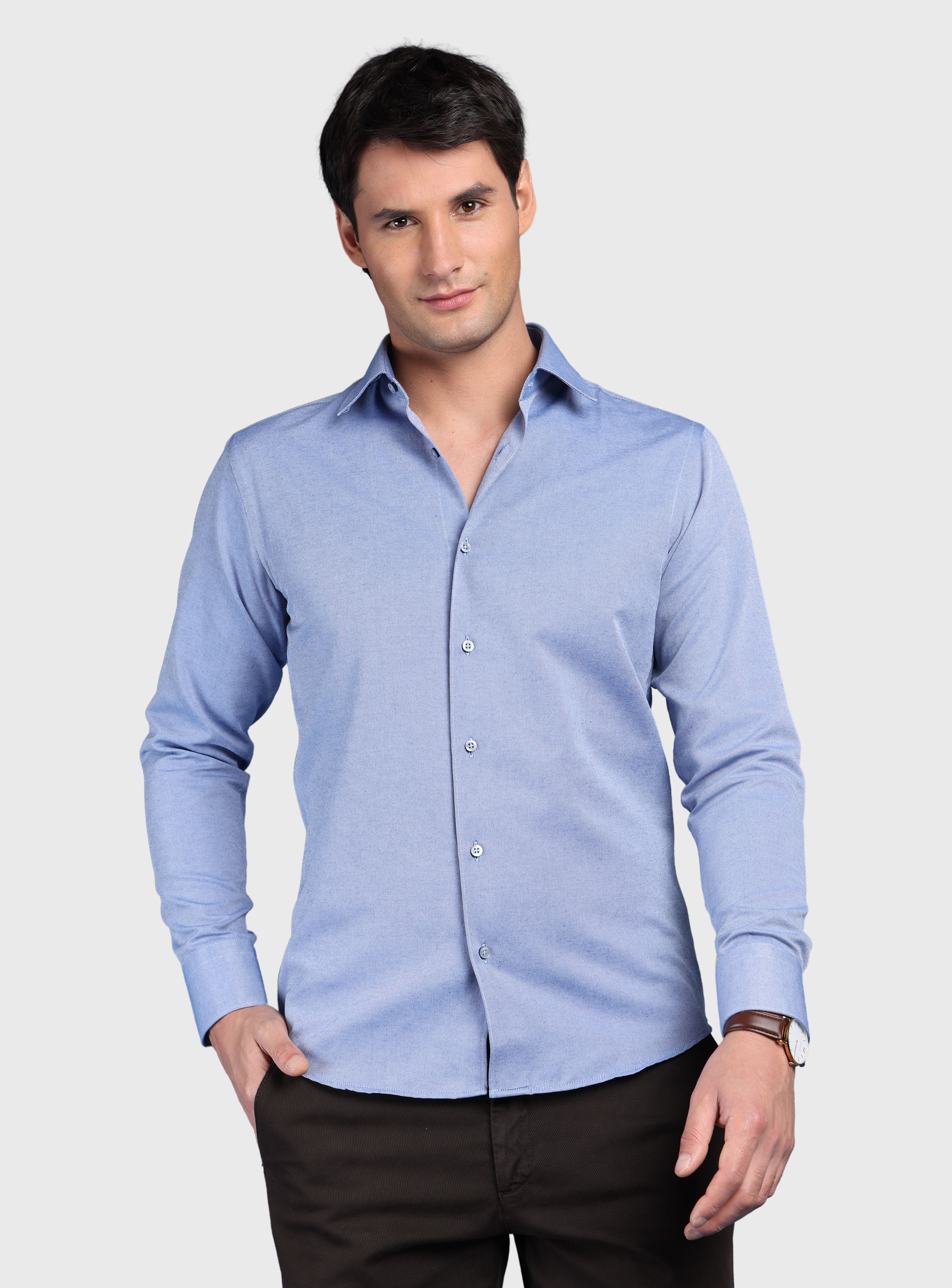 CAMISA MELANGE SLIM FIT AZUL ARROW - 1