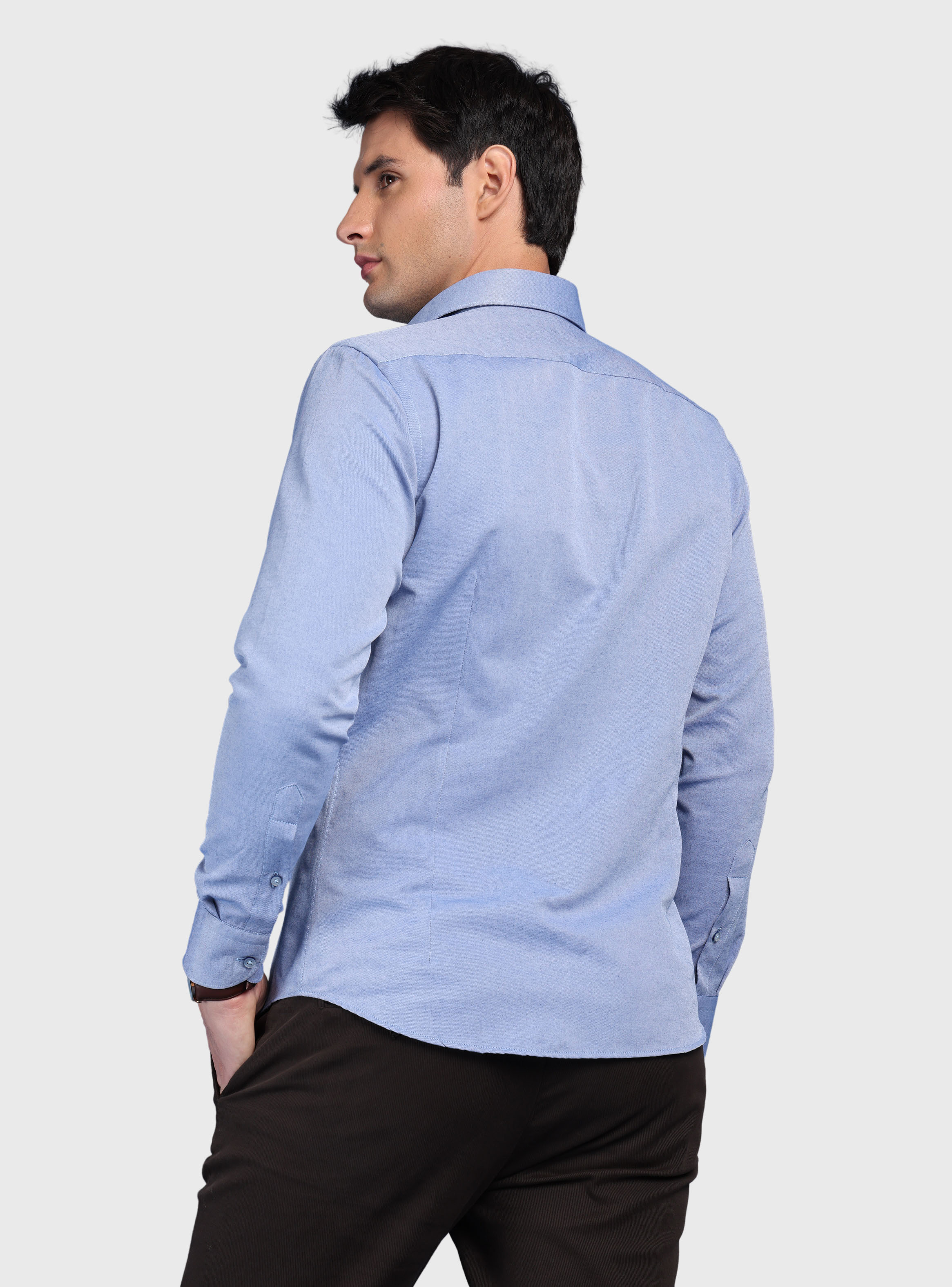 CAMISA MELANGE SLIM FIT AZUL ARROW - 2