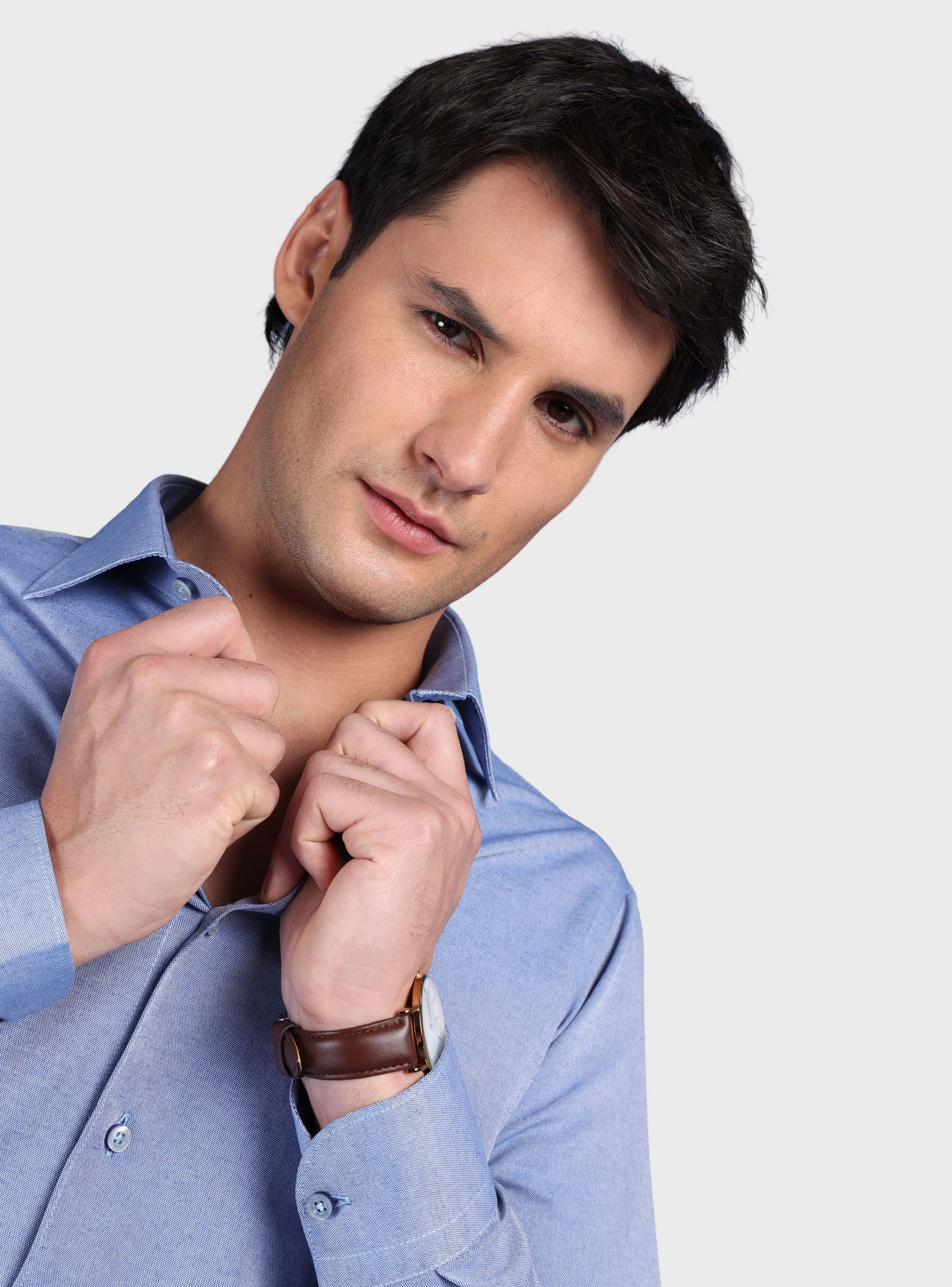CAMISA MELANGE SLIM FIT AZUL ARROW - 3