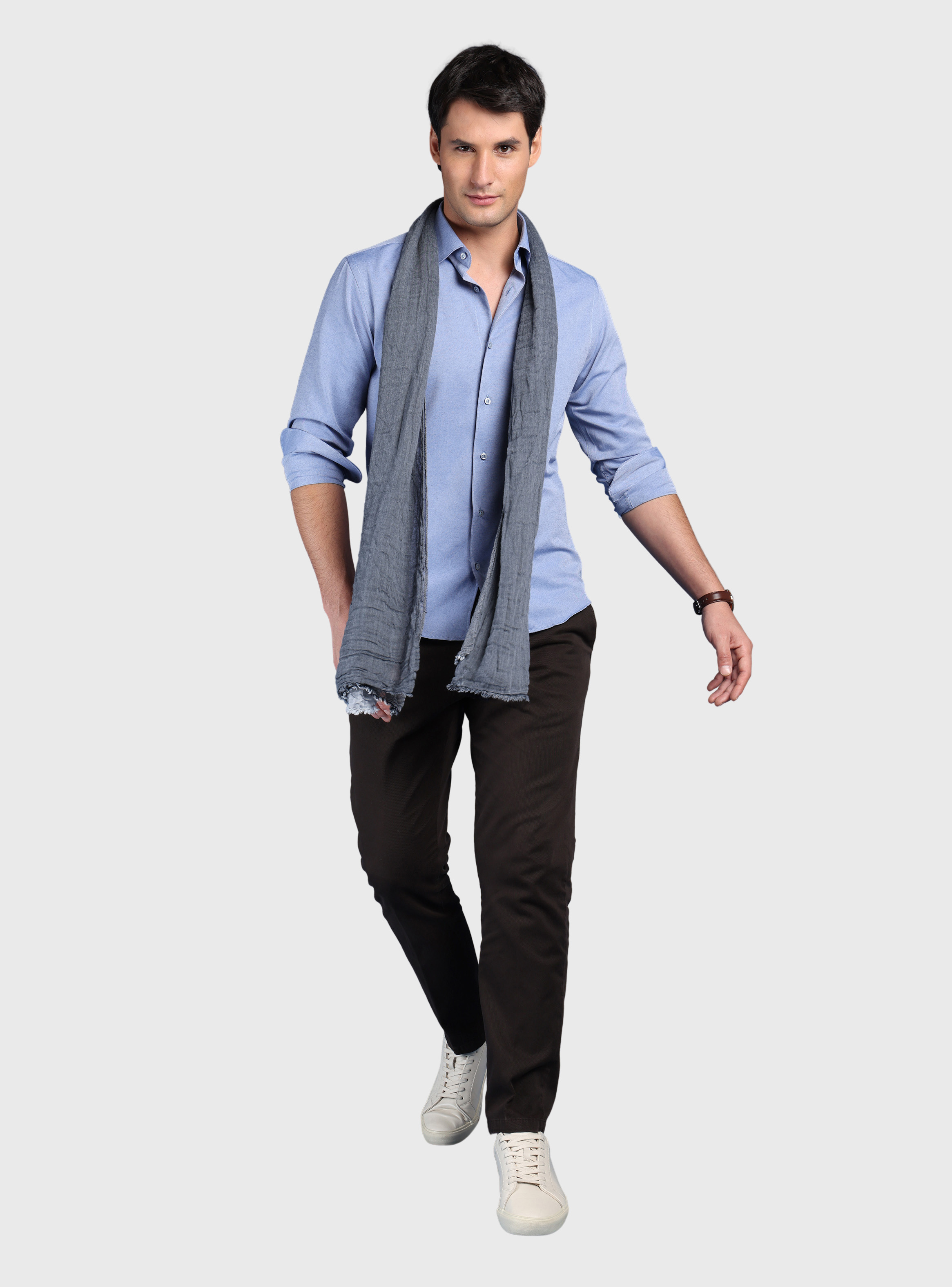 CAMISA MELANGE SLIM FIT AZUL ARROW - 4
