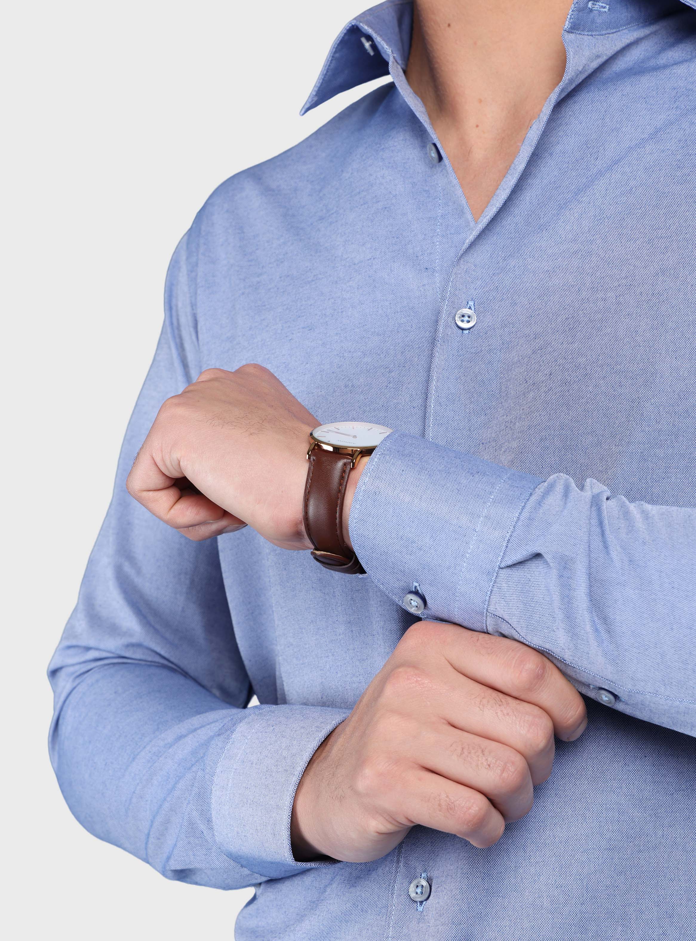 CAMISA MELANGE SLIM FIT AZUL ARROW - 6