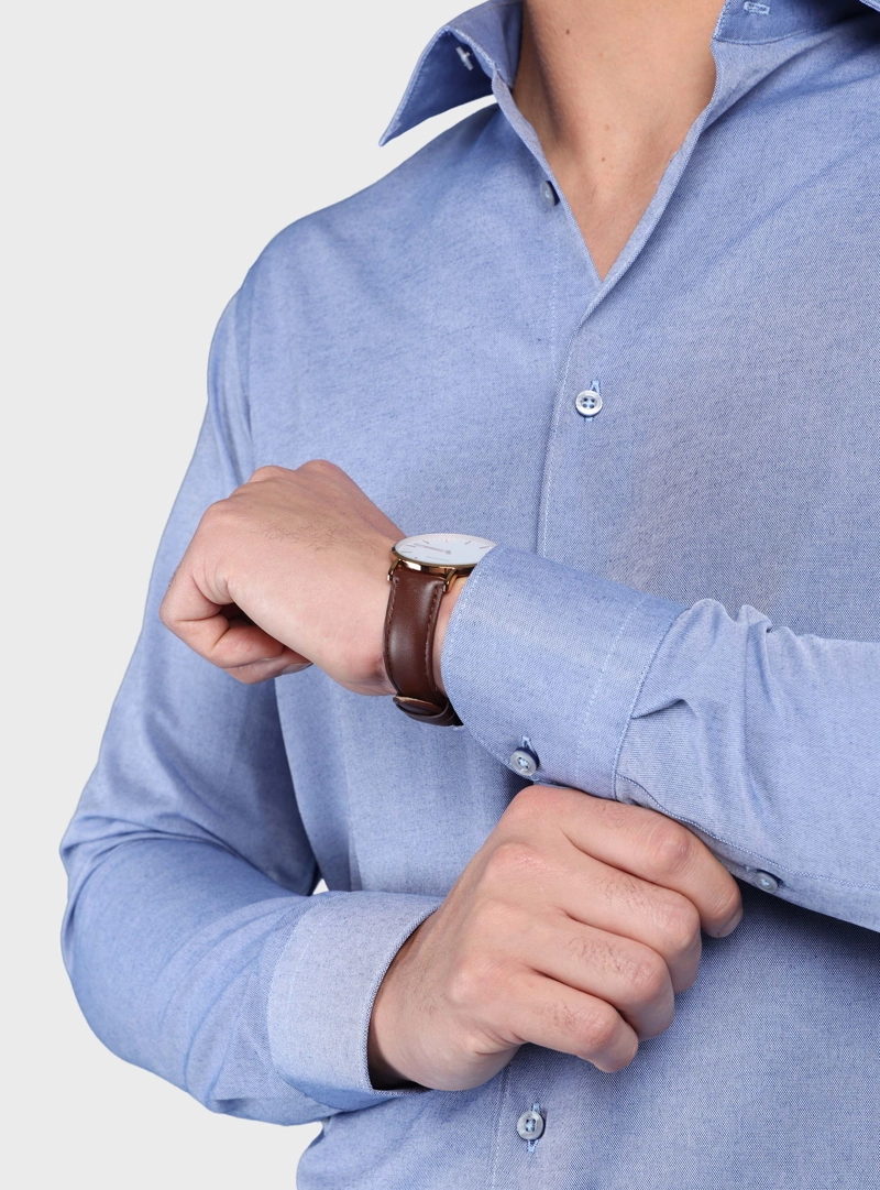 CAMISA MELANGE SLIM FIT AZUL ARROW - 6