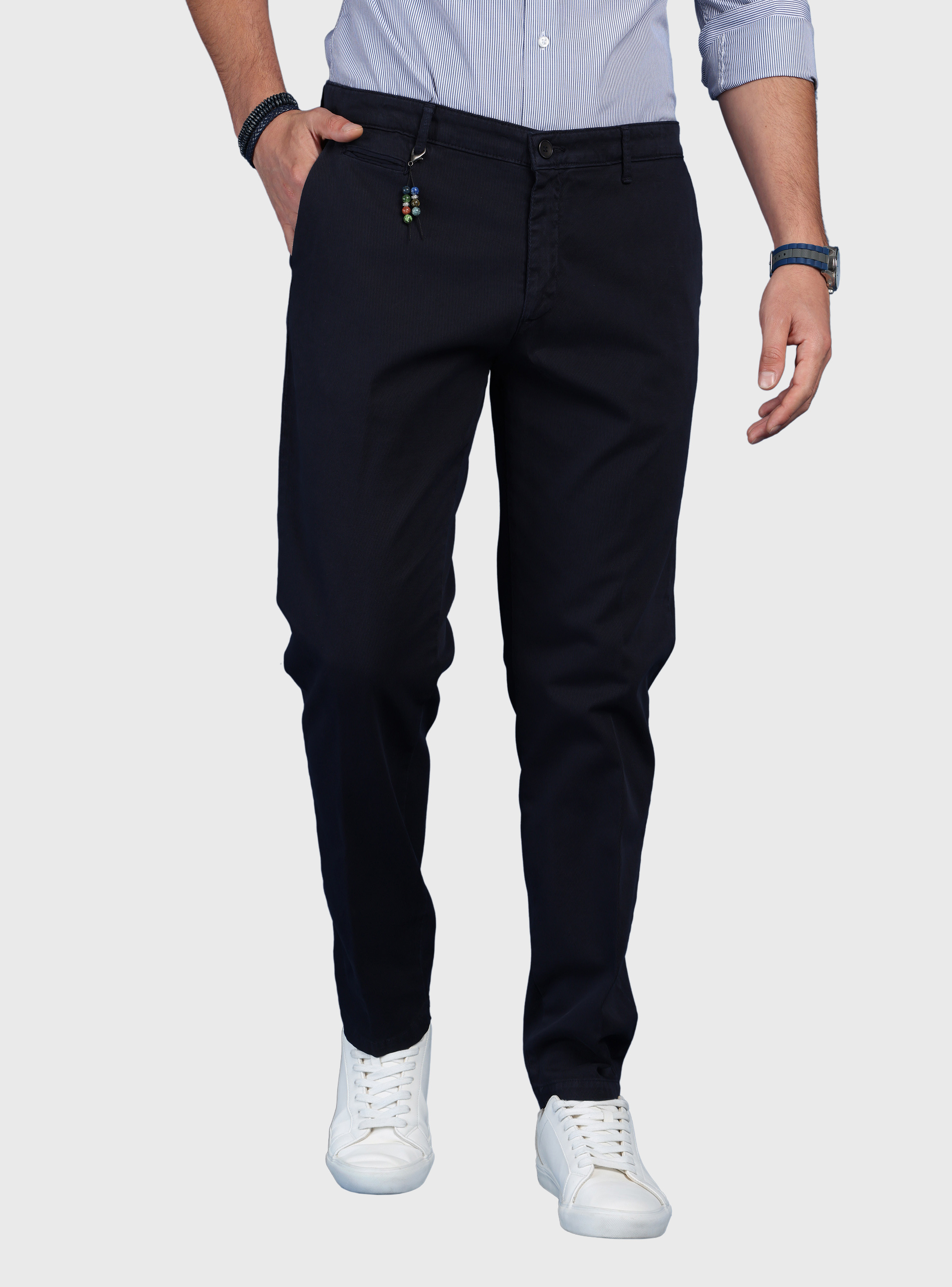 PANTALON TEXTURADO SPANDEX TAILORED FIT AZUL ARROW - 1