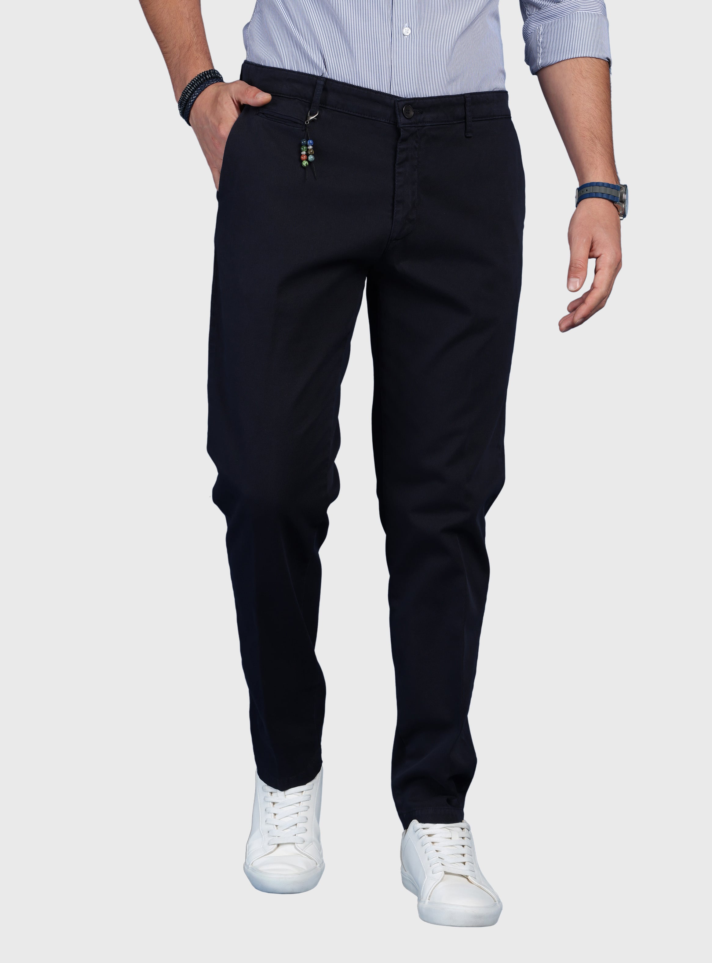 PANTALON TEXTURADO SPANDEX TAILORED FIT AZUL ARROW - 1