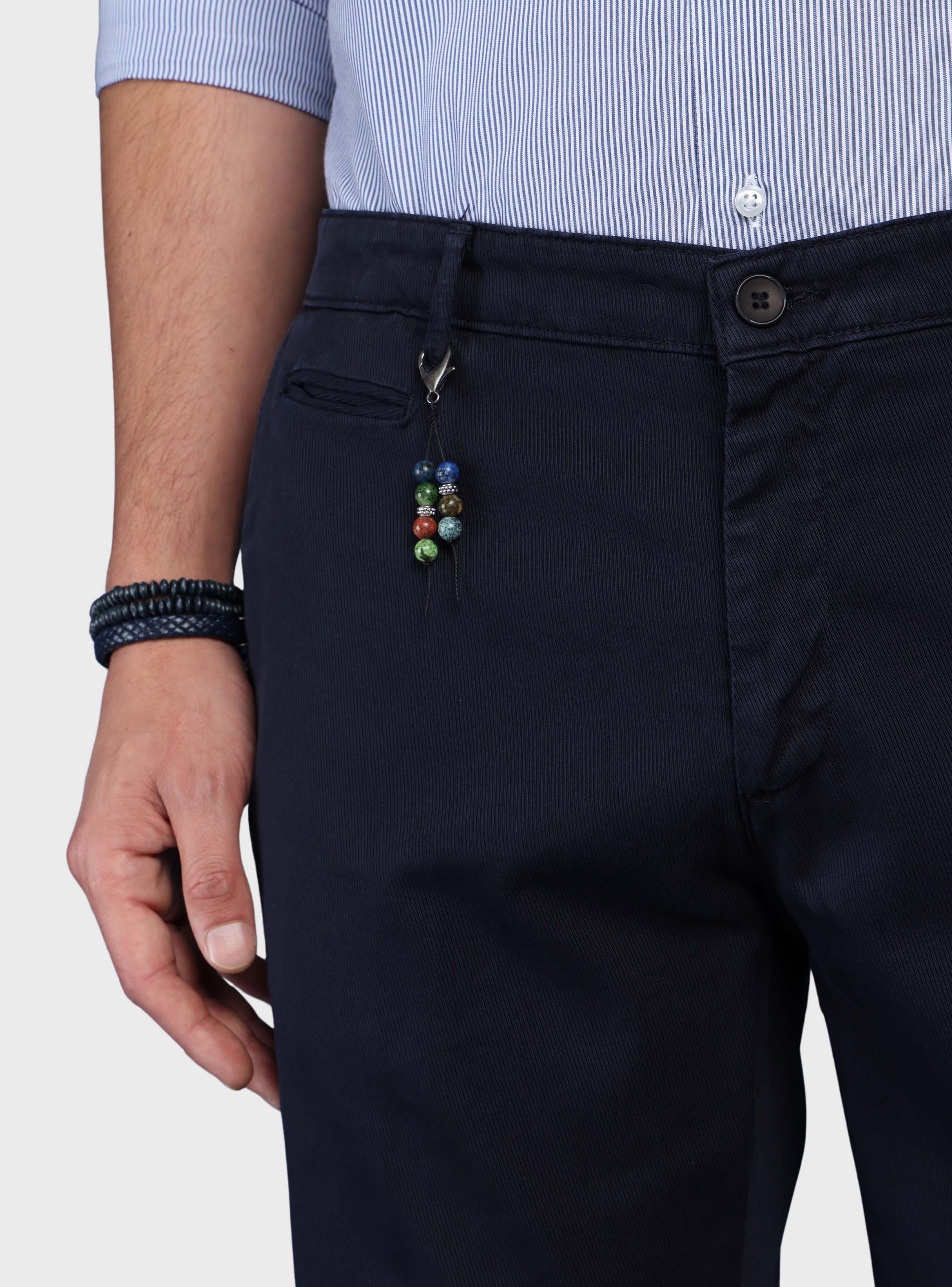 PANTALON TEXTURADO SPANDEX TAILORED FIT AZUL ARROW - 3