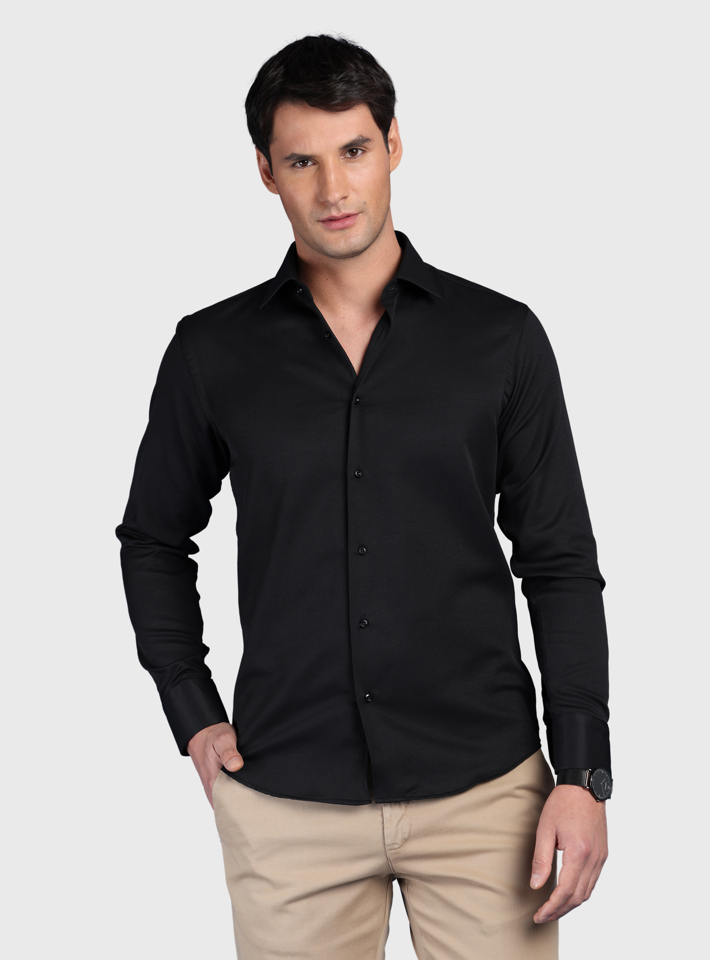 CAMISA TEXTURADA SLIM FIT NEGRO ARROW - 1