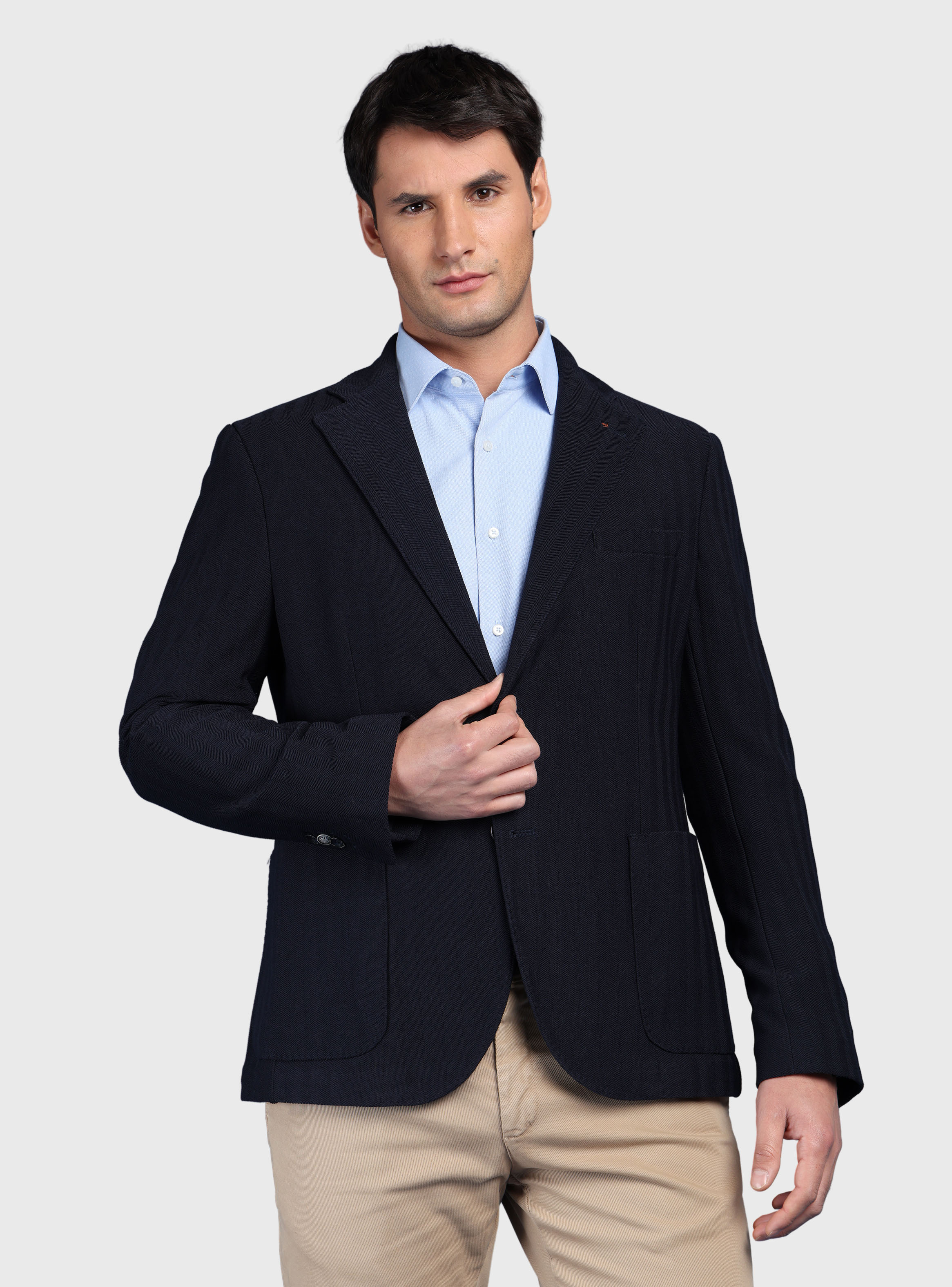 BLAZER TEXTURADO SPANDEX TAILORED FIT AZUL MARINO ARROW - 1