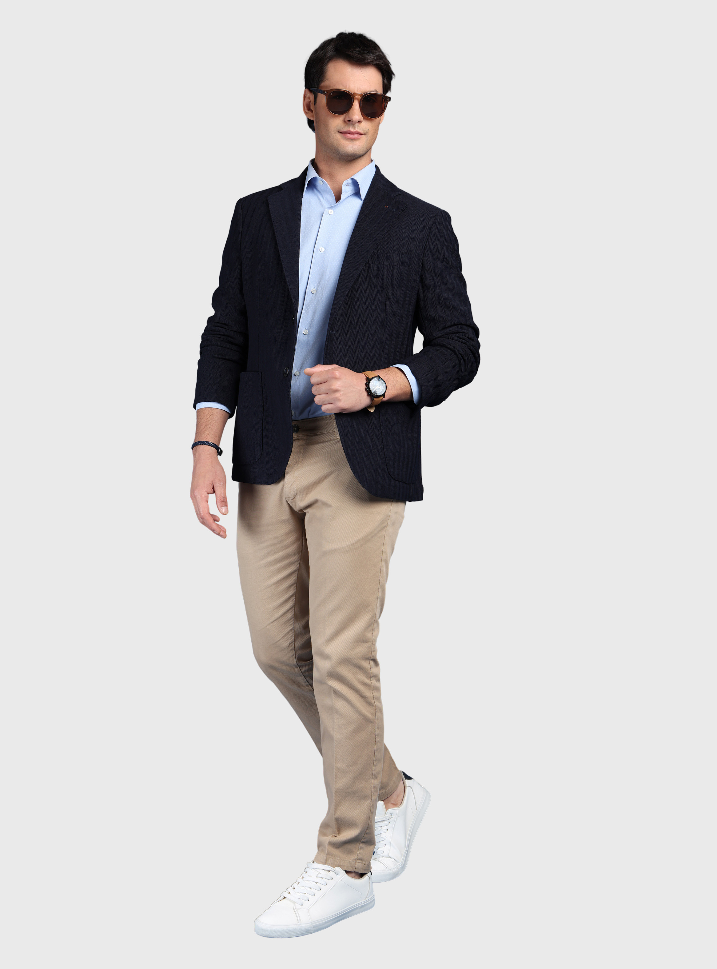 BLAZER TEXTURADO SPANDEX TAILORED FIT AZUL MARINO ARROW - 4