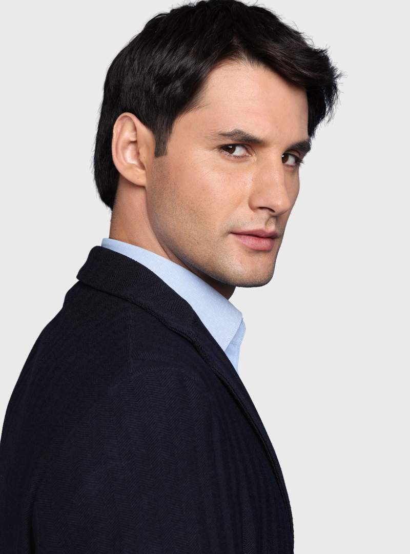 BLAZER TEXTURADO SPANDEX TAILORED FIT AZUL MARINO ARROW - 5