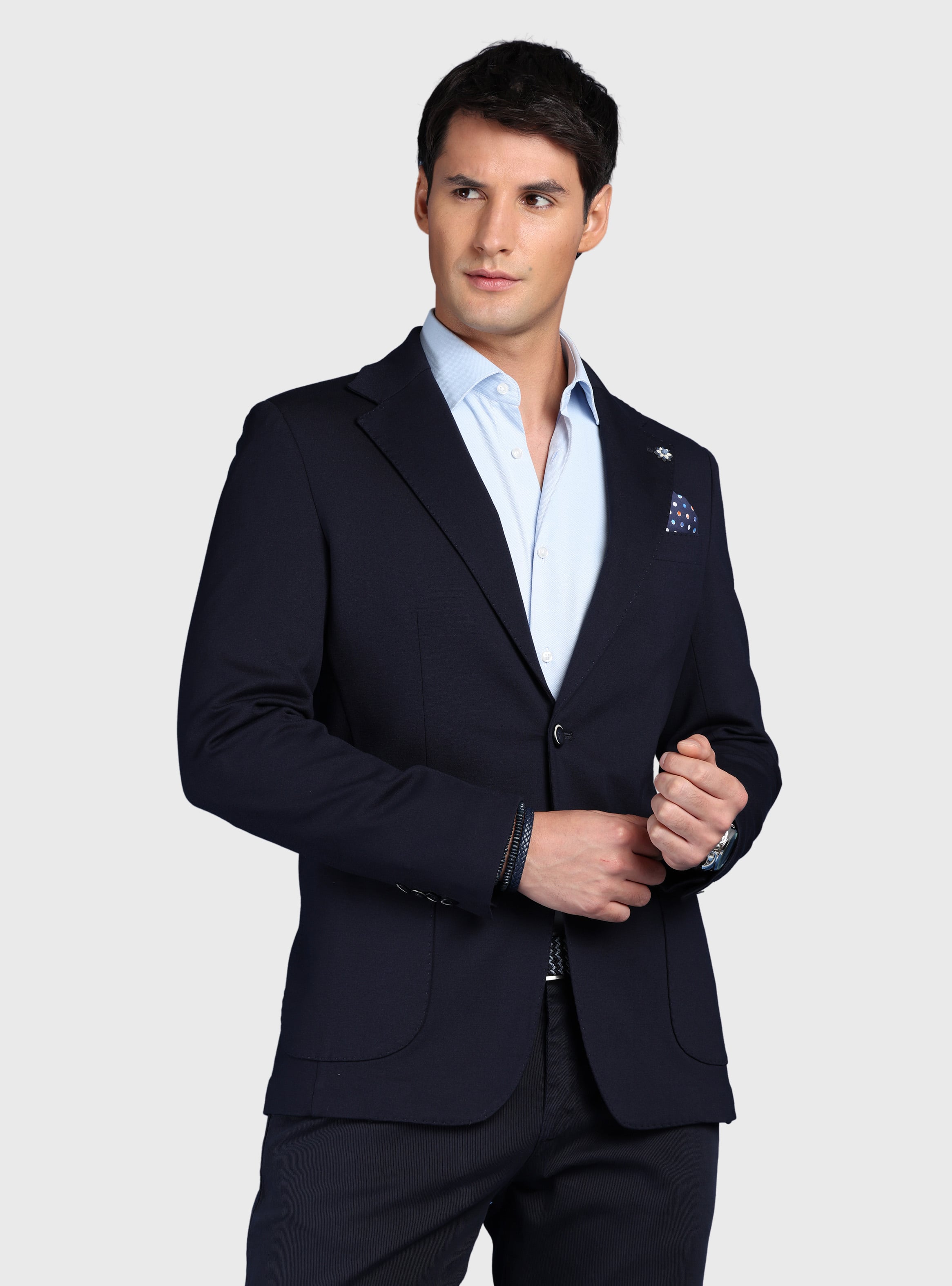 BLAZER LISO SPANDEX SLIM FIT AZUL ARROW - 1