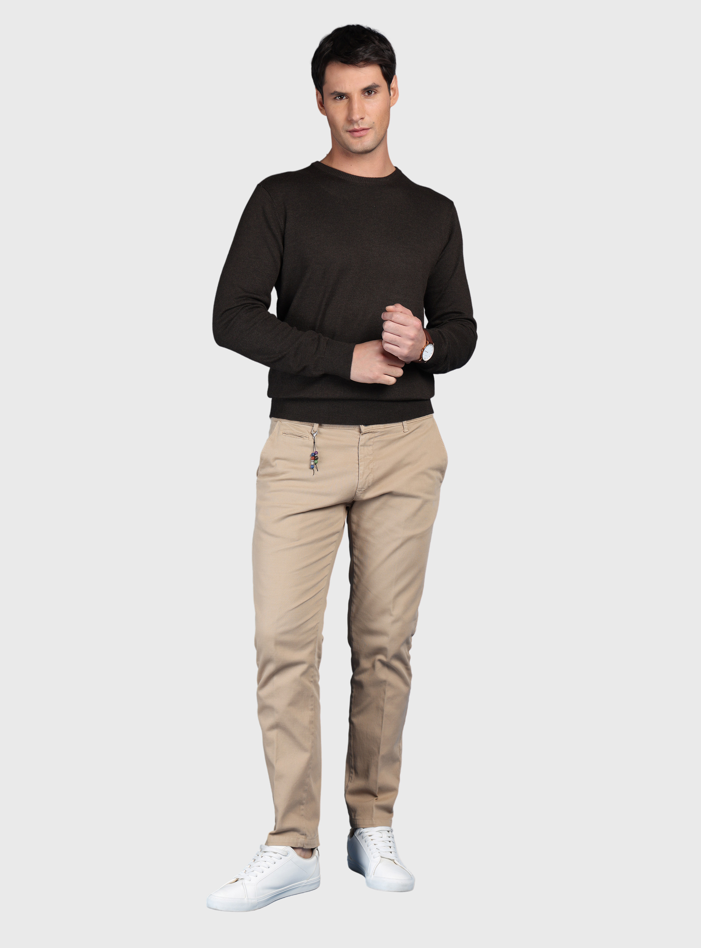 PANTALON TEXTURADO SPANDEX TAILORED FIT BEIGE ARROW - 4