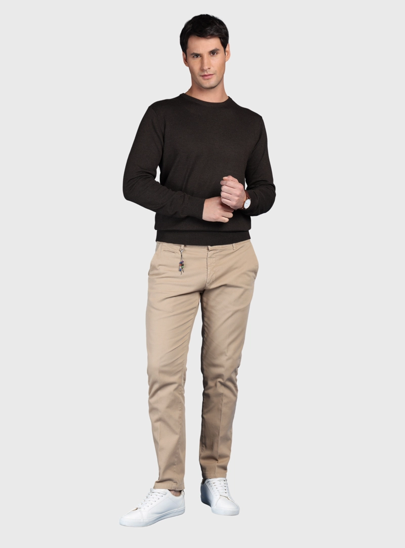 PANTALON TEXTURADO SPANDEX TAILORED FIT BEIGE ARROW - 4