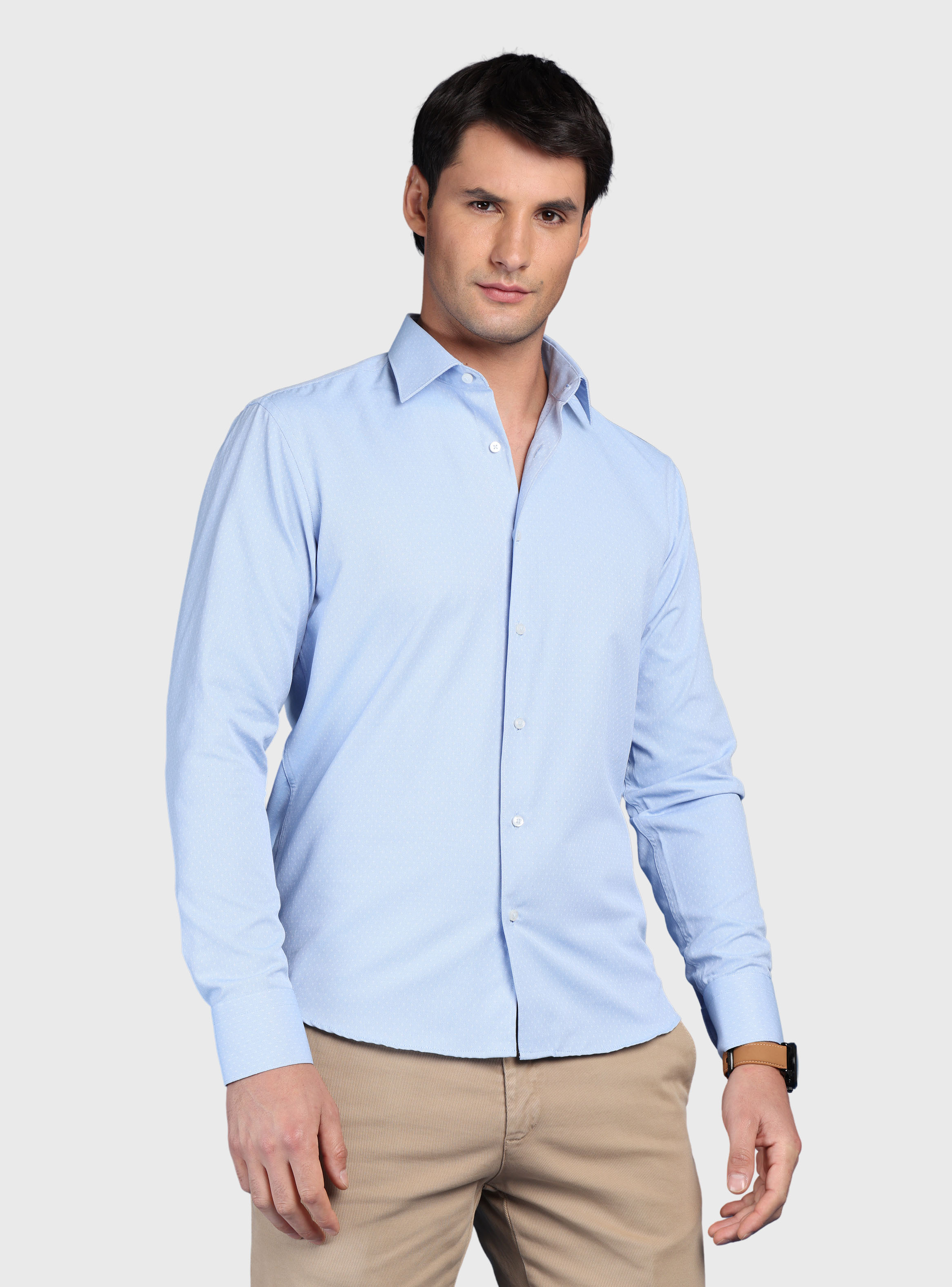 CAMISA TEXTURADA SLIM FIT AZUL ARROW - 1