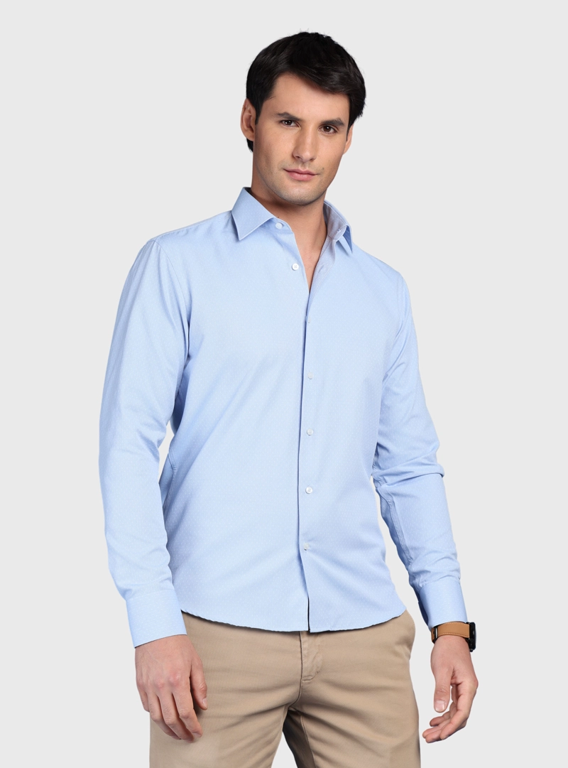 CAMISA TEXTURADA SLIM FIT AZUL ARROW - 1