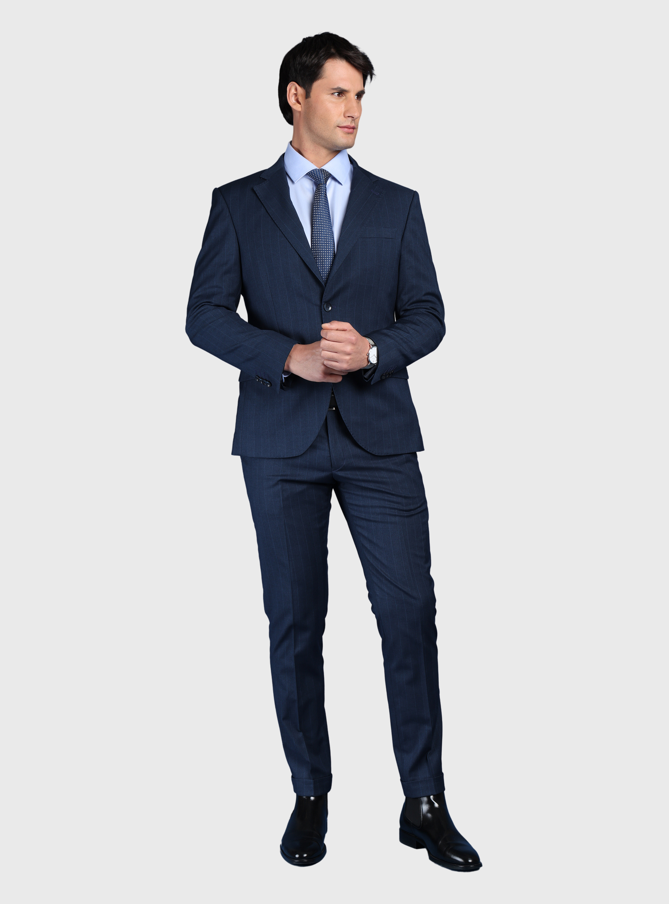 TRAJE A RAYAS SPANDEX SLIM FIT AZUL ARROW - 1