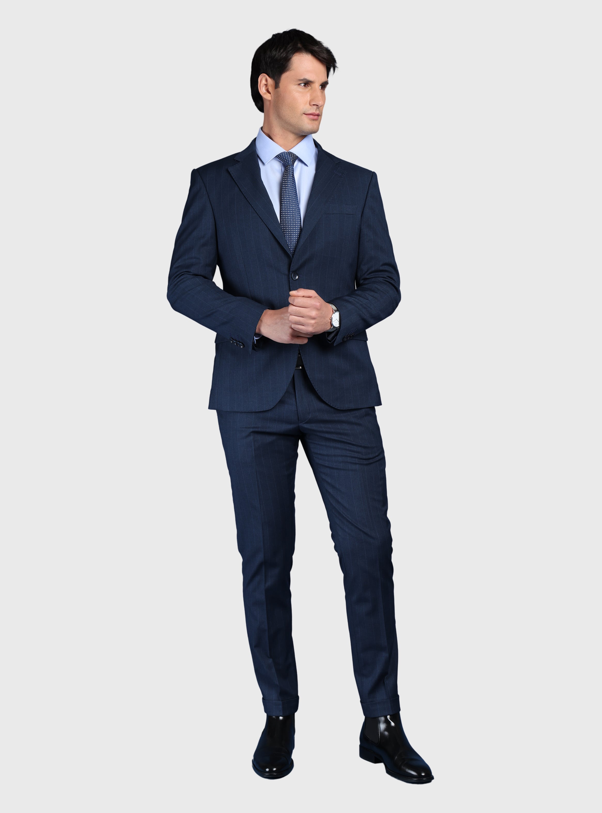 TRAJE A RAYAS SPANDEX SLIM FIT AZUL ARROW - 1