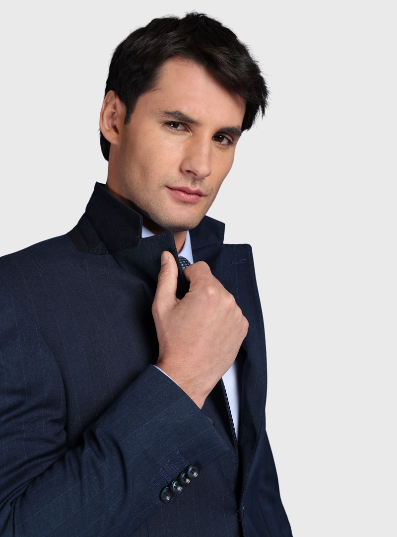TRAJE A RAYAS SPANDEX SLIM FIT AZUL ARROW - 5