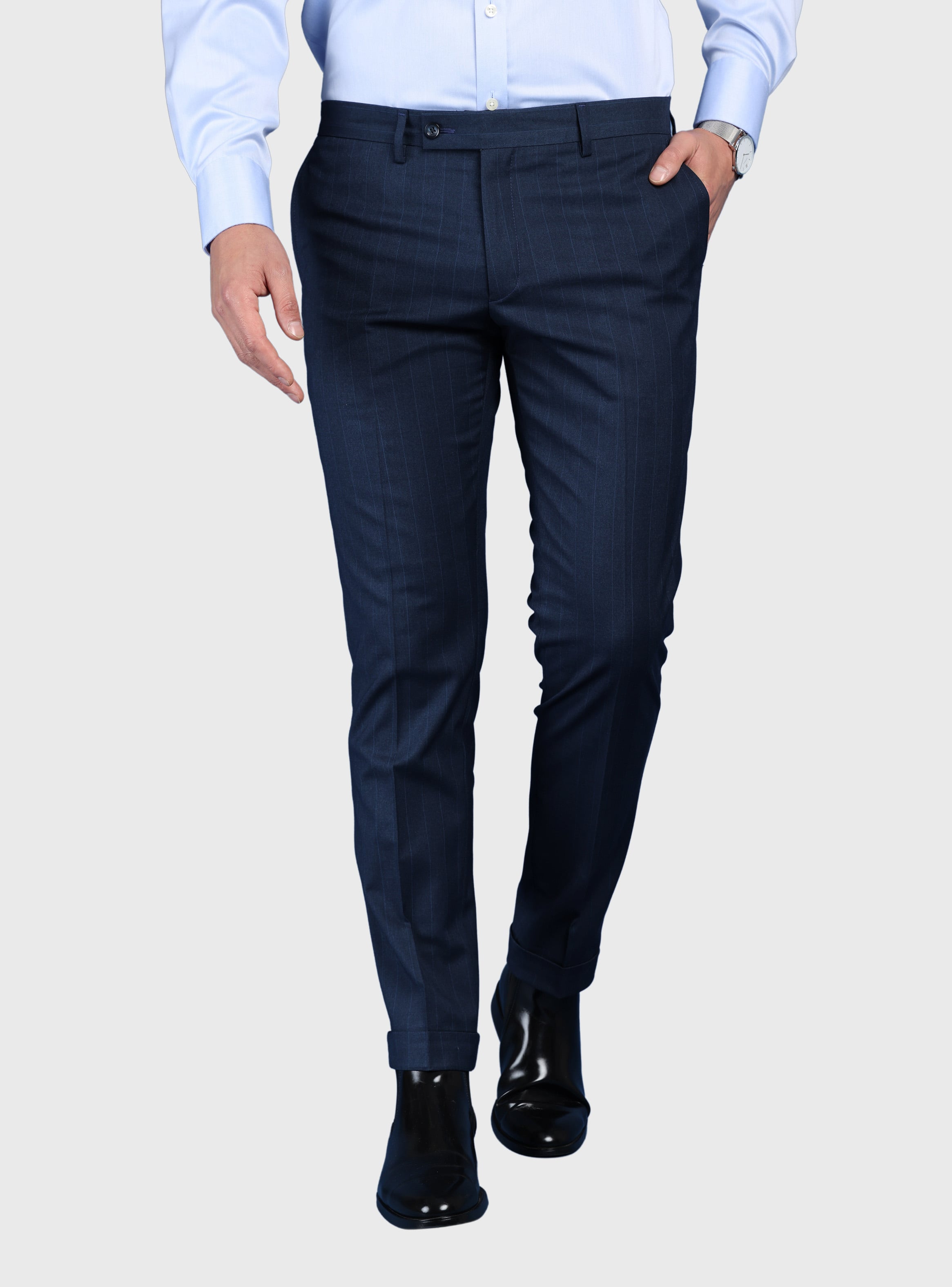 TRAJE A RAYAS SPANDEX SLIM FIT AZUL ARROW - 7