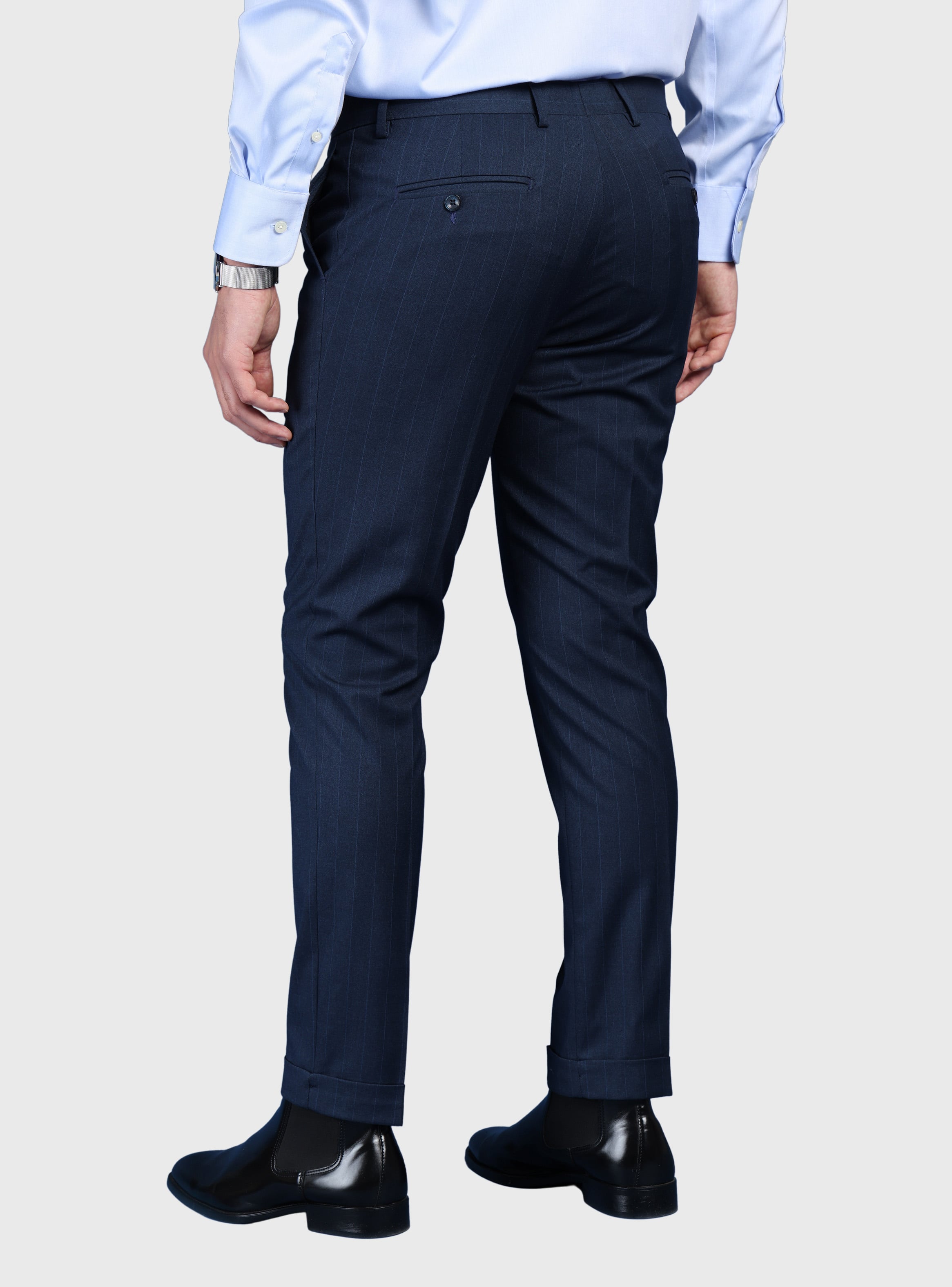 TRAJE A RAYAS SPANDEX SLIM FIT AZUL ARROW - 8
