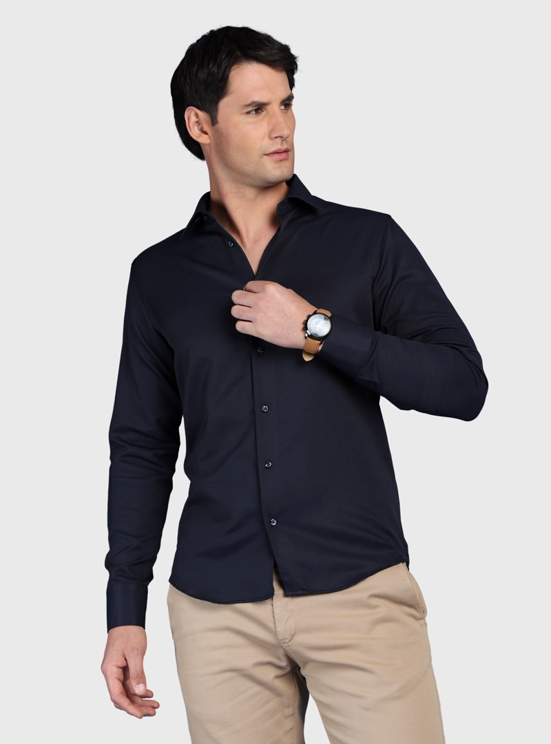 CAMISA TEXTURADA SLIM FIT AZUL ARROW - 1