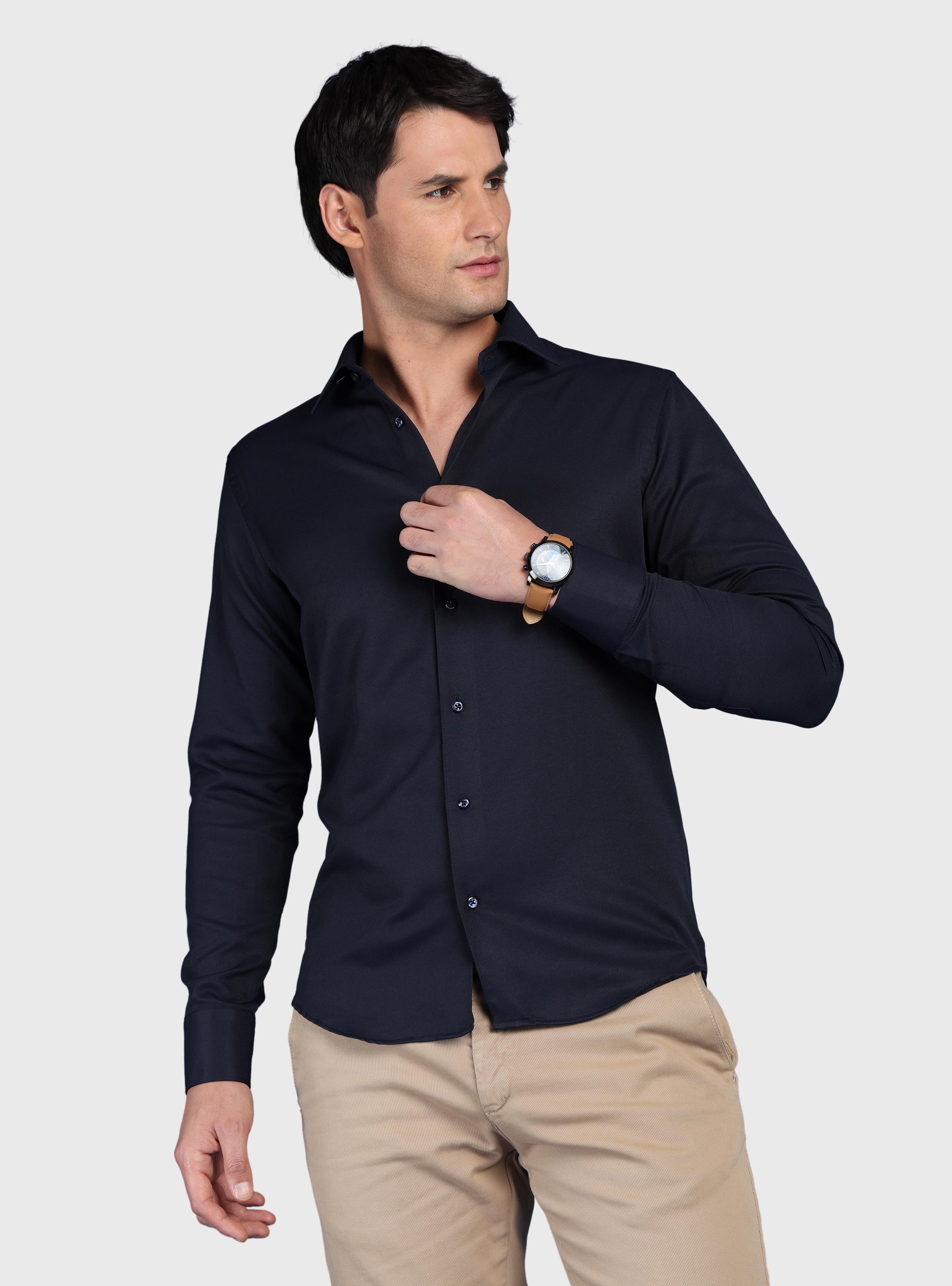 CAMISA TEXTURADA SLIM FIT AZUL ARROW - 1
