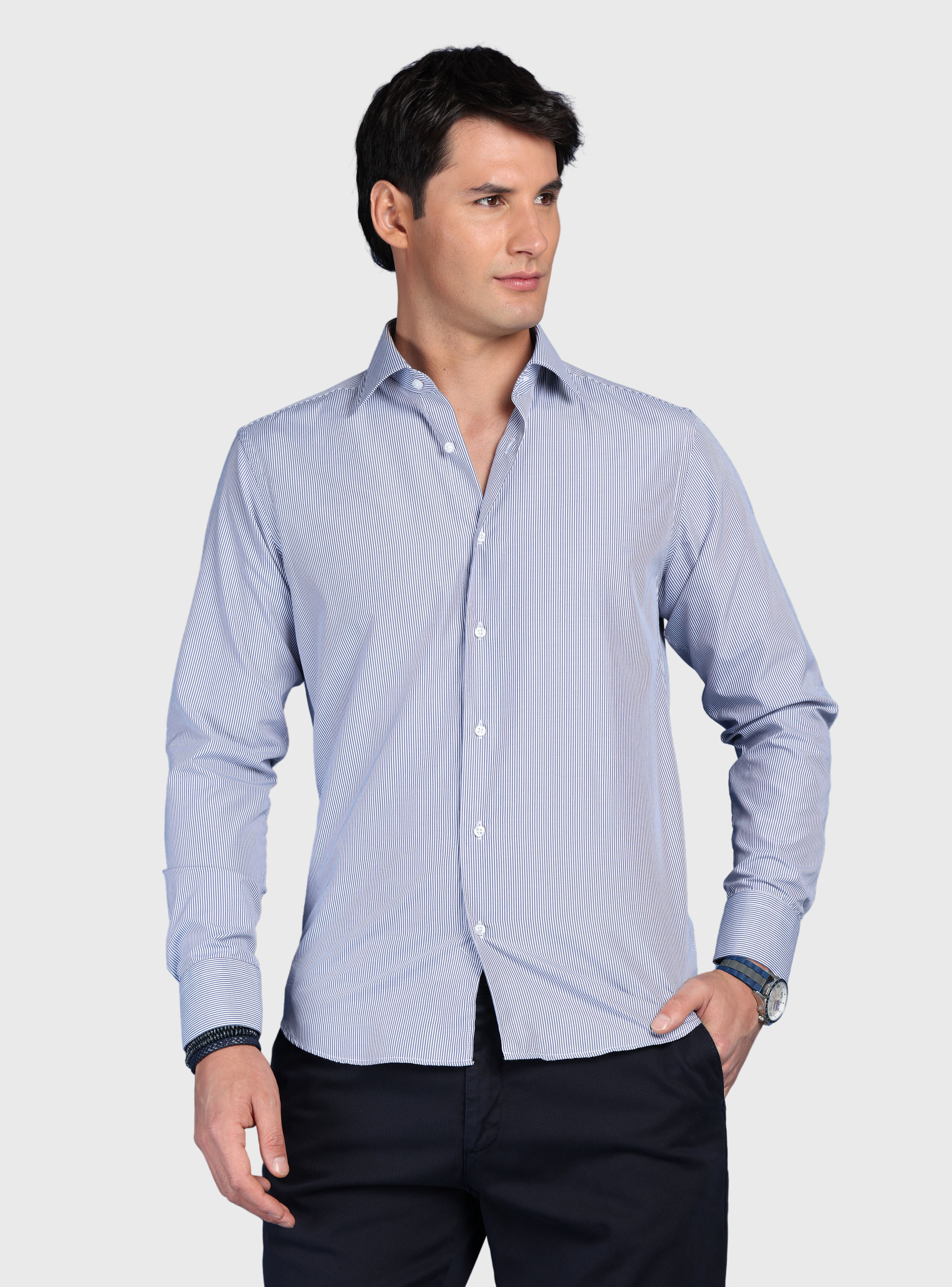 CAMISA A RAYAS SLIM FIT AZUL ARROW - 1