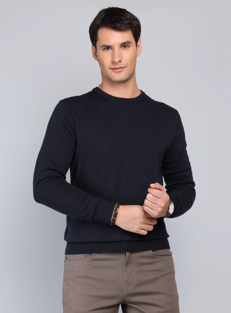 SWEATER CUELLO REDONDO REGULAR FIT AZUL MARINO ARROW - 1