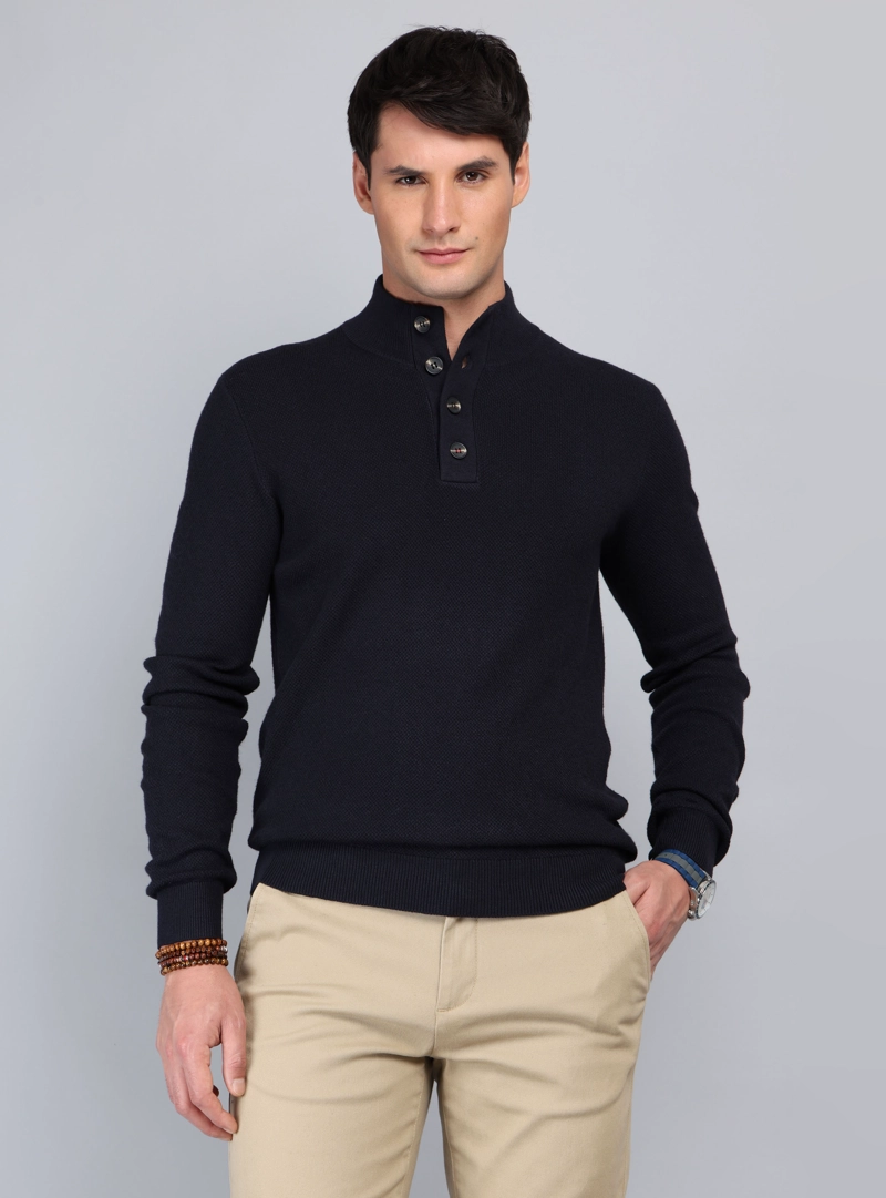 SWEATER CUELLO ALTO REGULAR FIT AZUL MARINO ARROW - 1
