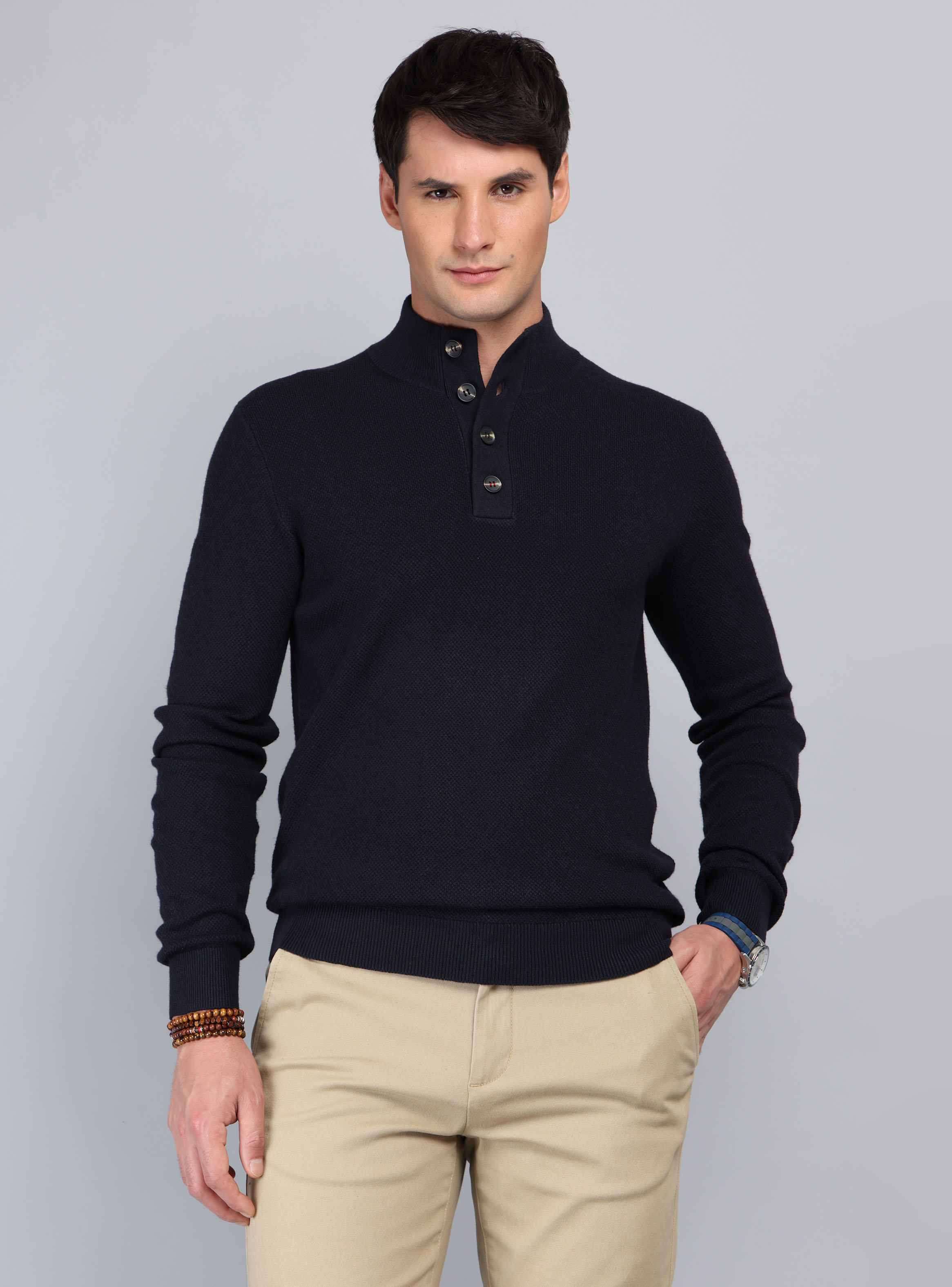 SWEATER CUELLO ALTO REGULAR FIT AZUL MARINO ARROW - 1