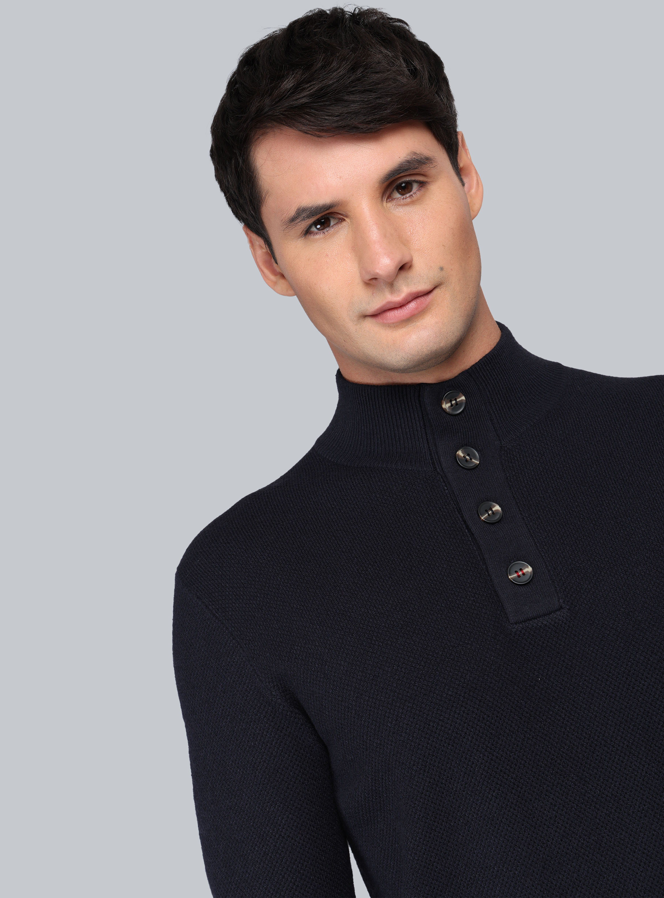 SWEATER CUELLO ALTO REGULAR FIT AZUL MARINO ARROW - 3