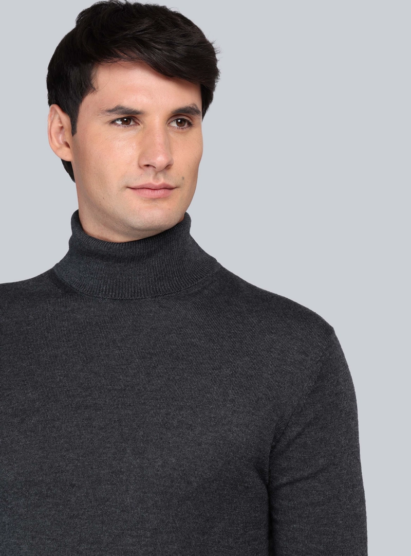 SWEATER CUELLO ALTO REGULAR FIT GRIS OSCURO ARROW - 3