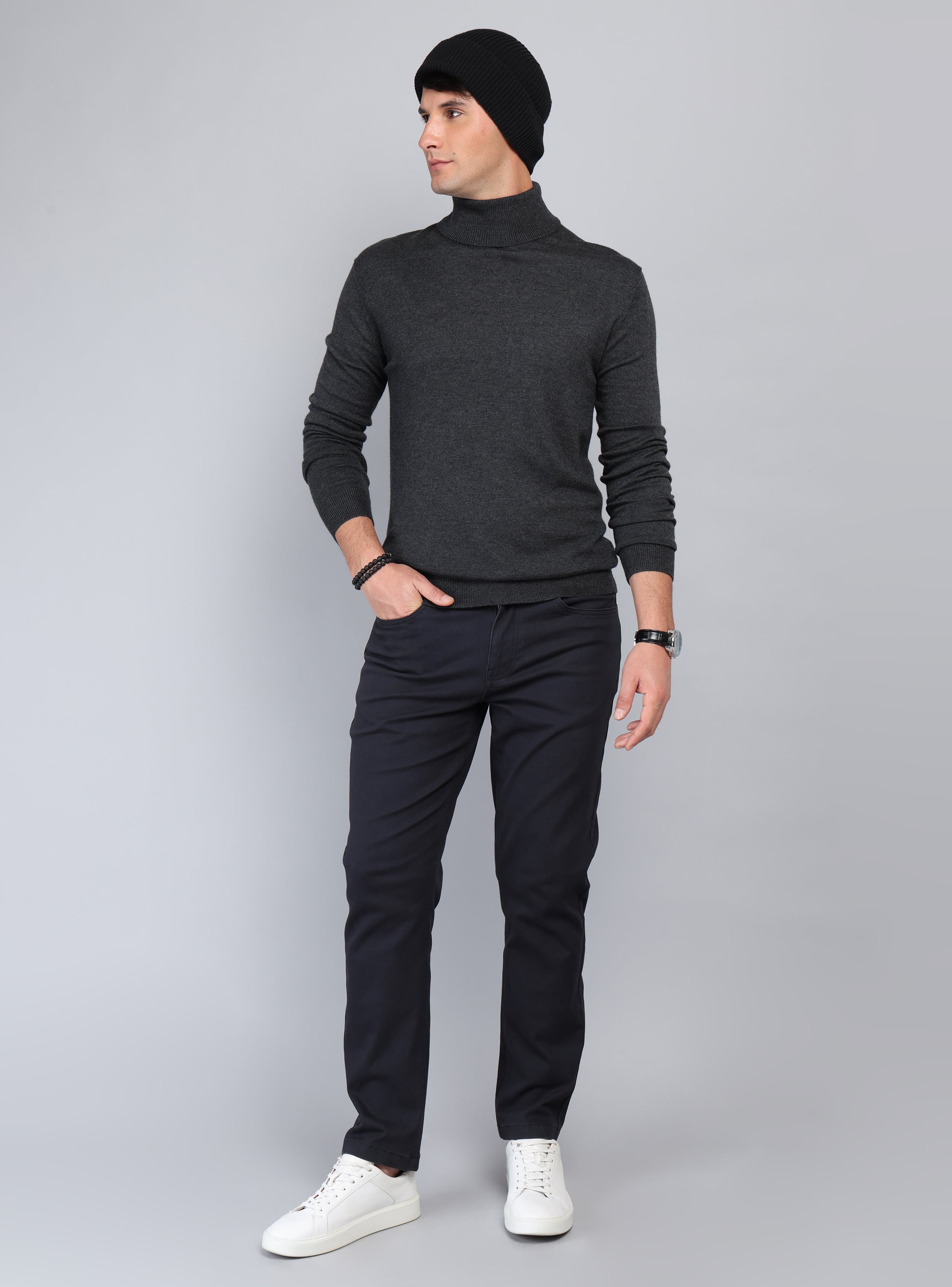 SWEATER CUELLO ALTO REGULAR FIT GRIS OSCURO ARROW - 4