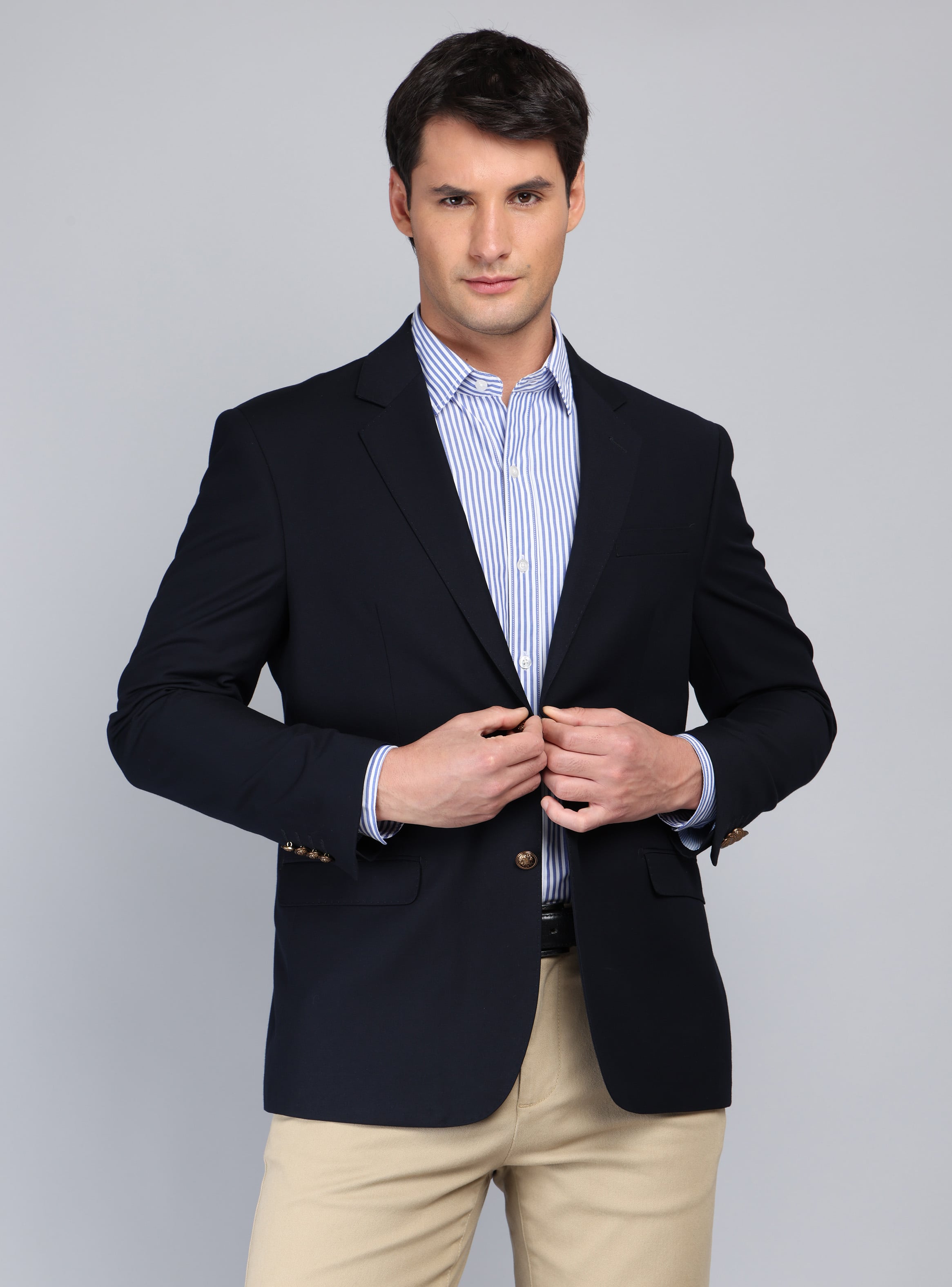 BLAZER LISO POLI LANA TAILORED FIT AZUL MARINO ARROW - 1