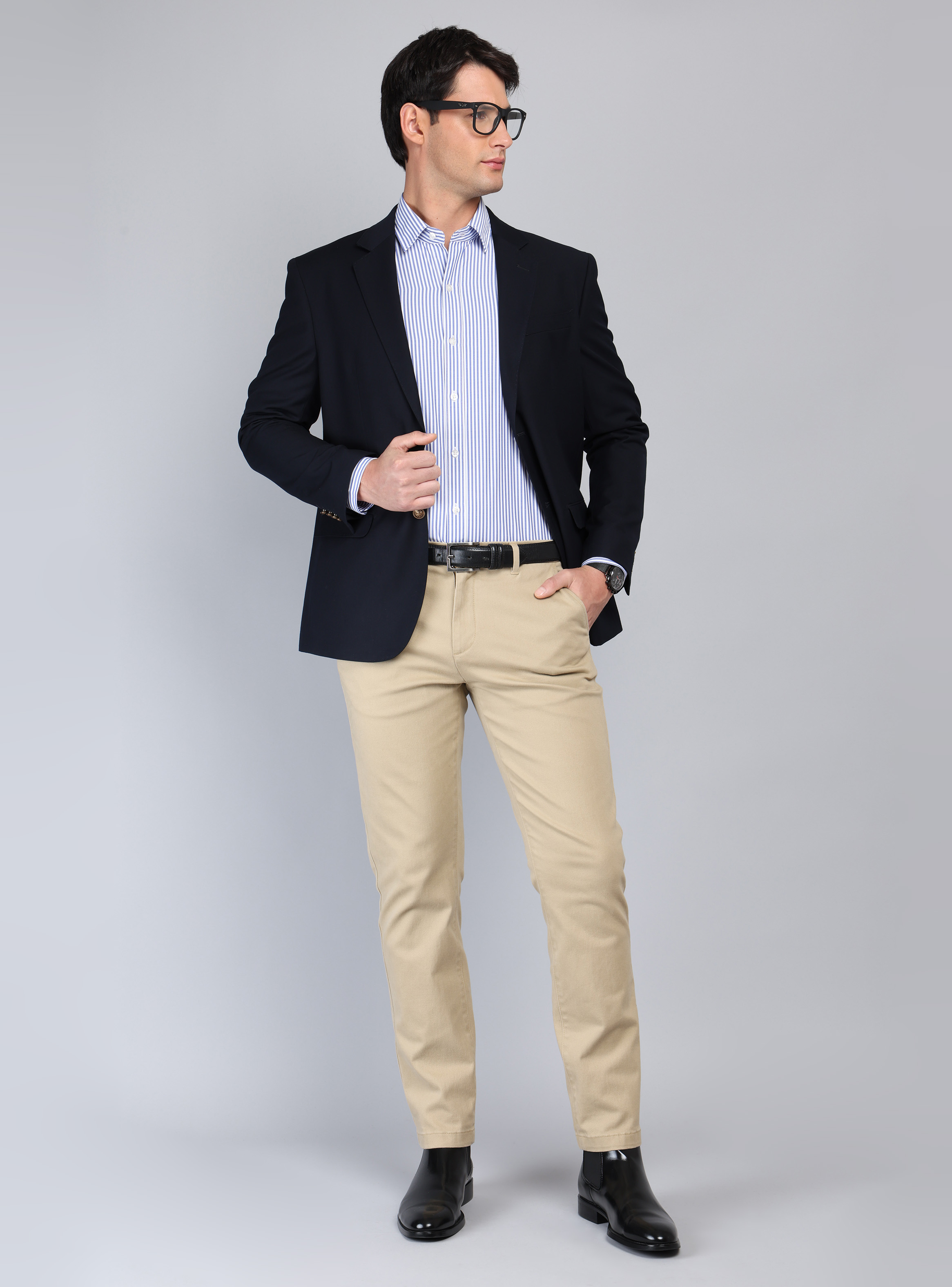 BLAZER LISO POLI LANA TAILORED FIT AZUL MARINO ARROW - 4