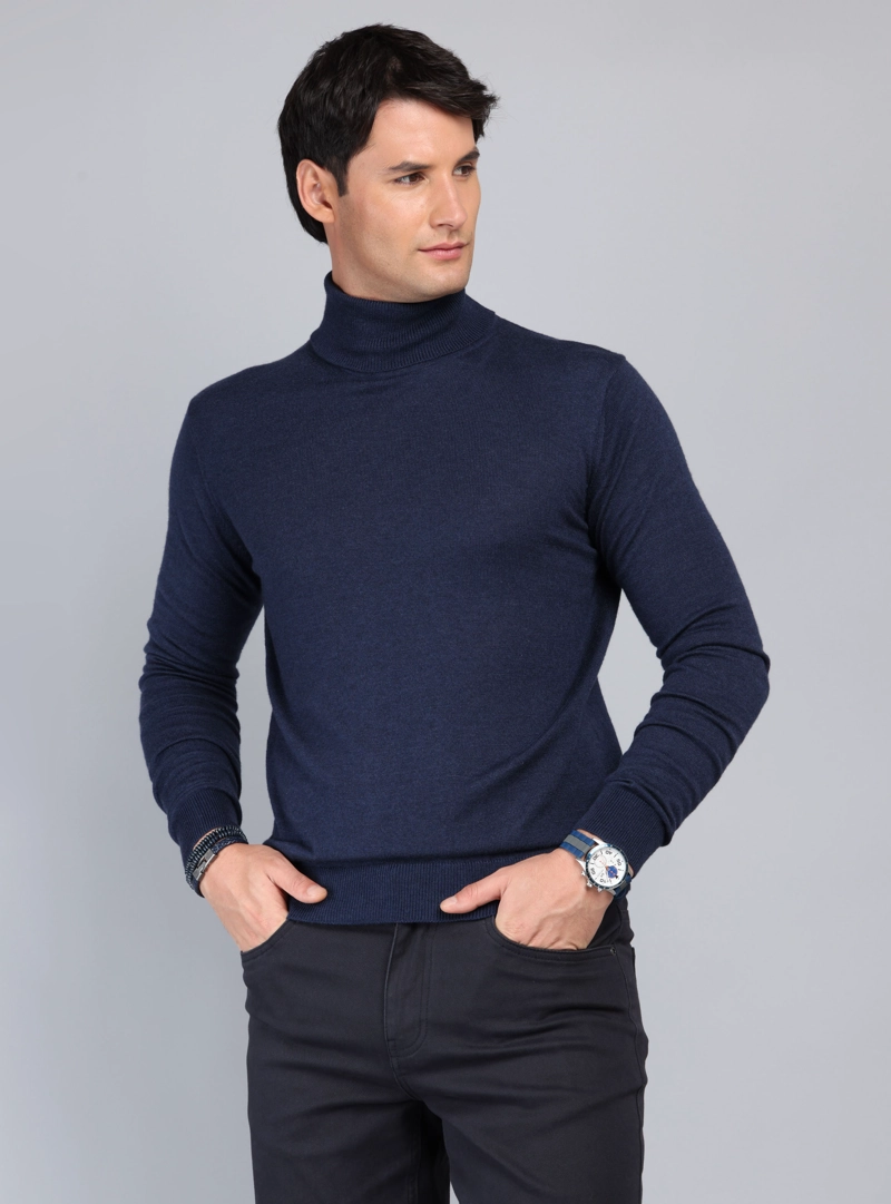 SWEATER CUELLO ALTO REGULAR FIT AZUL OSCURO ARROW - 1