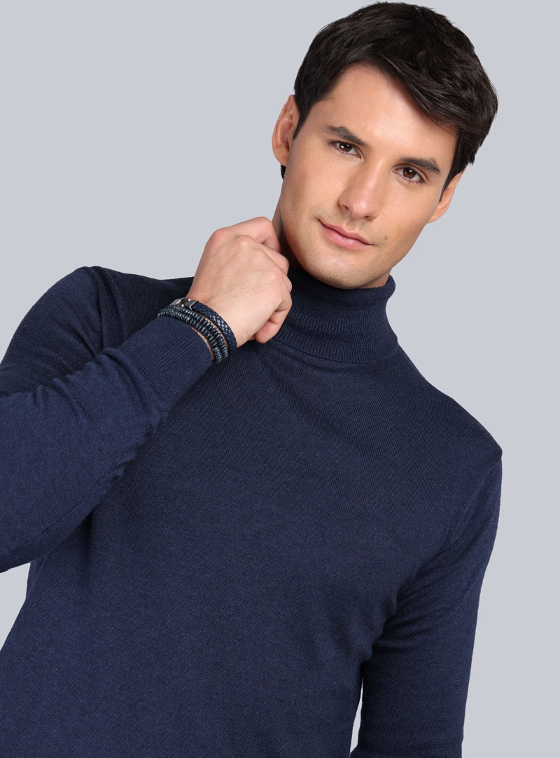 SWEATER CUELLO ALTO REGULAR FIT AZUL OSCURO ARROW - 3