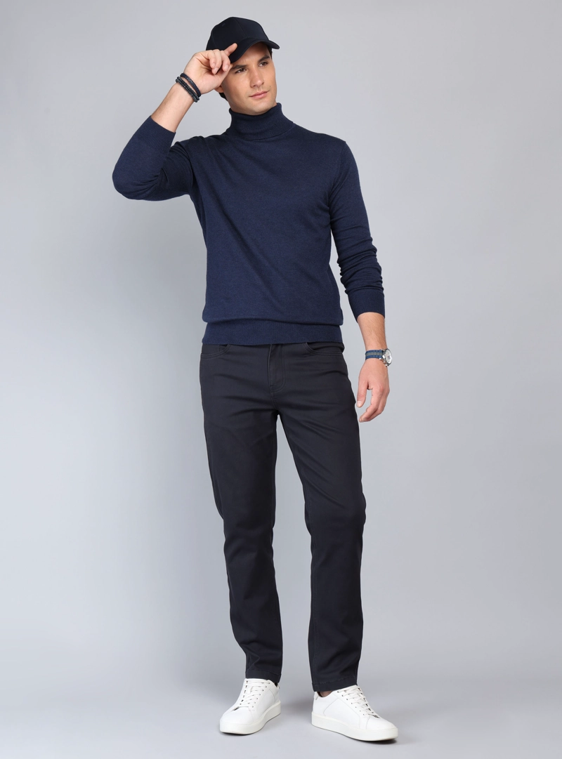 SWEATER CUELLO ALTO REGULAR FIT AZUL OSCURO ARROW - 4
