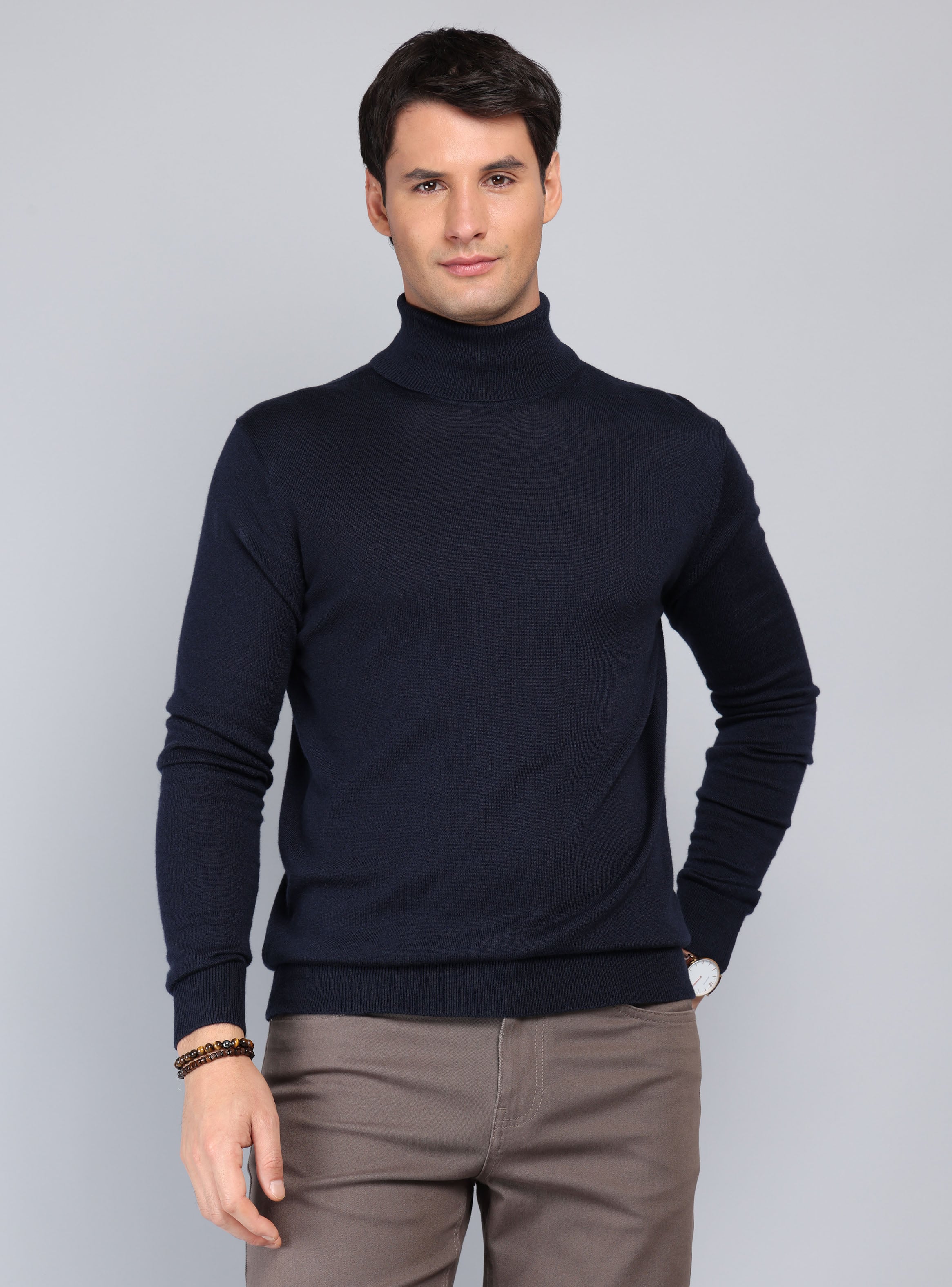 SWEATER CUELLO ALTO REGULAR FIT AZUL MARINO ARROW - 1