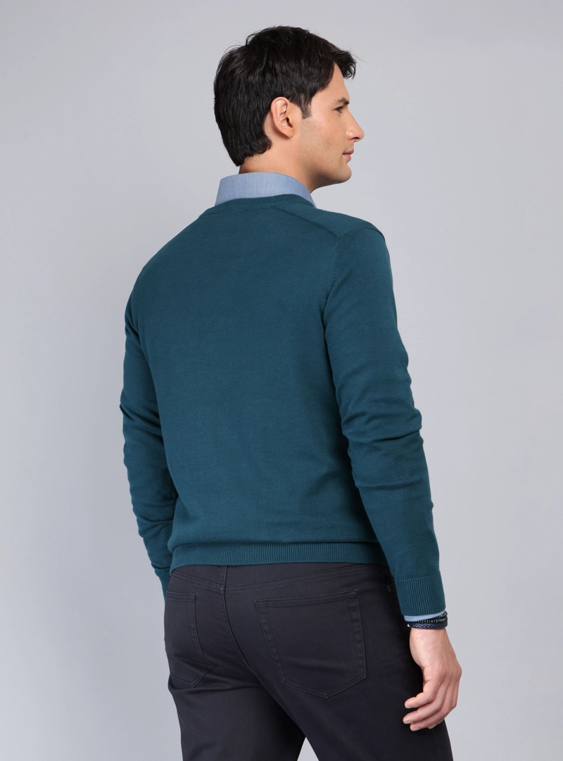 SWEATER CUELLO V REGULAR FIT PETROLEO ARROW - 2