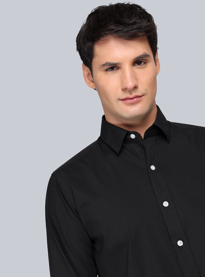 CAMISA LISA REGULAR FIT NEGRO ARROW - 3