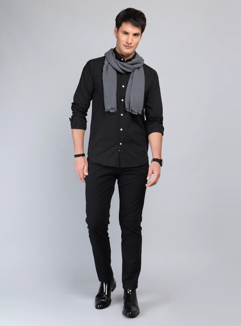 CAMISA LISA REGULAR FIT NEGRO ARROW - 4