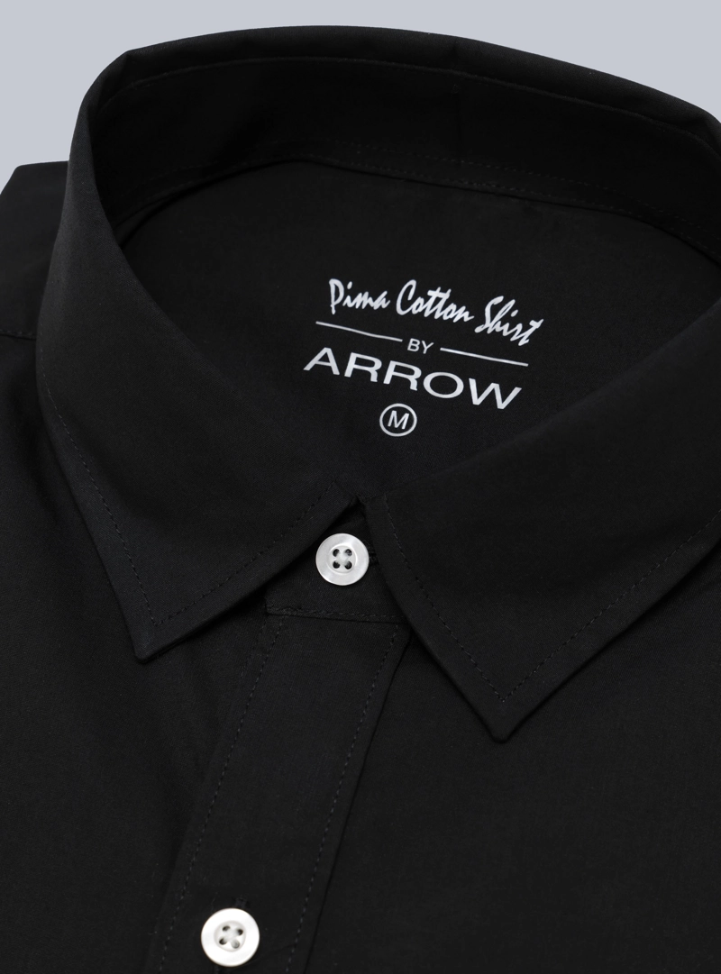 CAMISA LISA REGULAR FIT NEGRO ARROW - 5