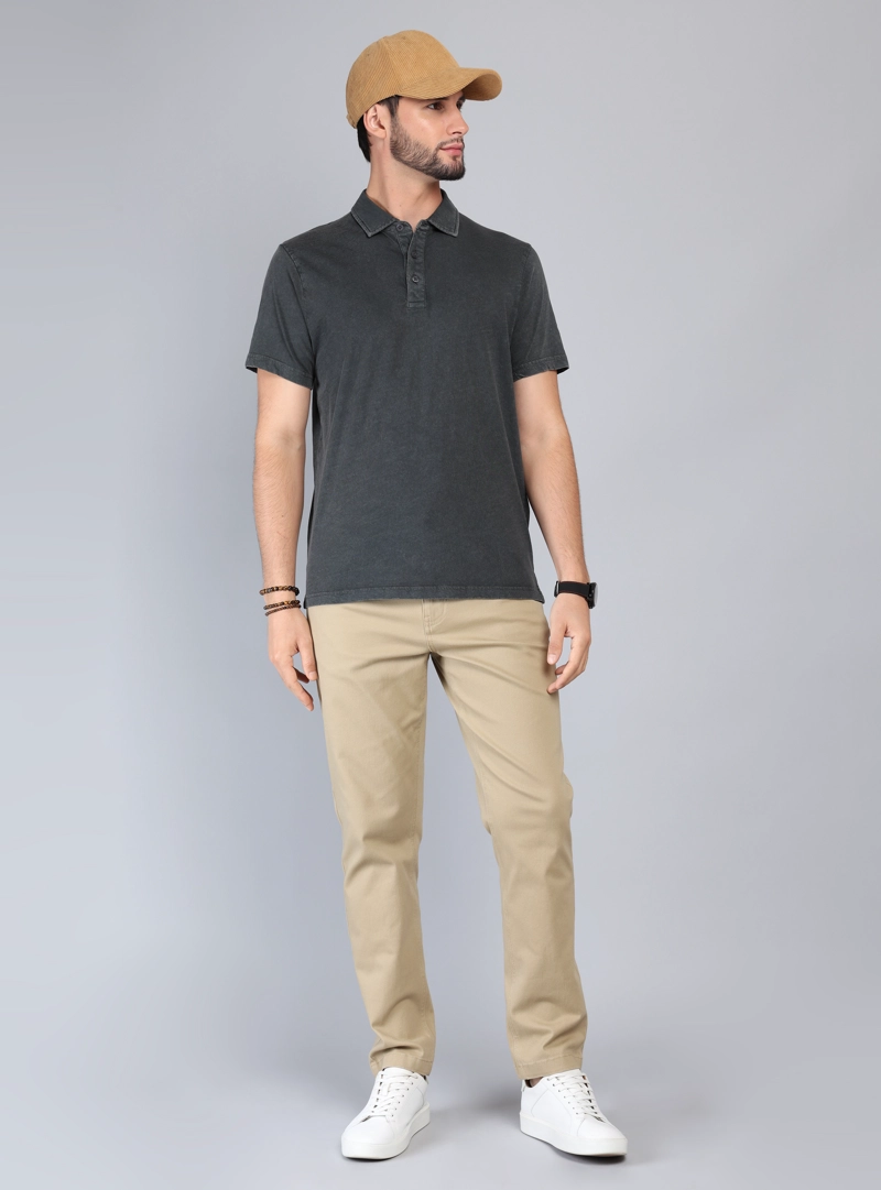 POLERA LISA STONE WASH REGULAR FIT NEGRO ARROW - 4